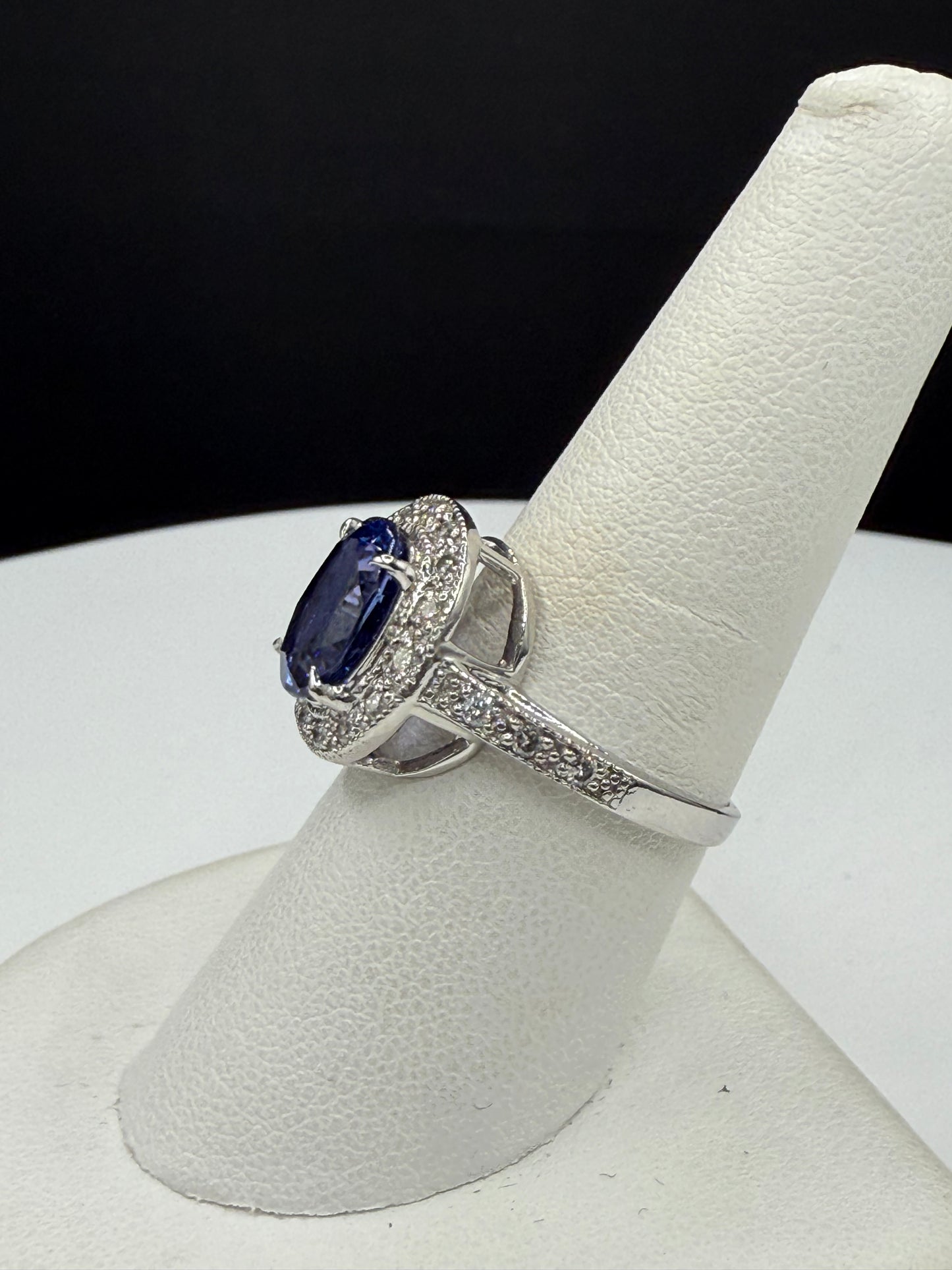 Natural 3.48 Carat Tanzanite & Diamond Platinum Ring – Size 7.5