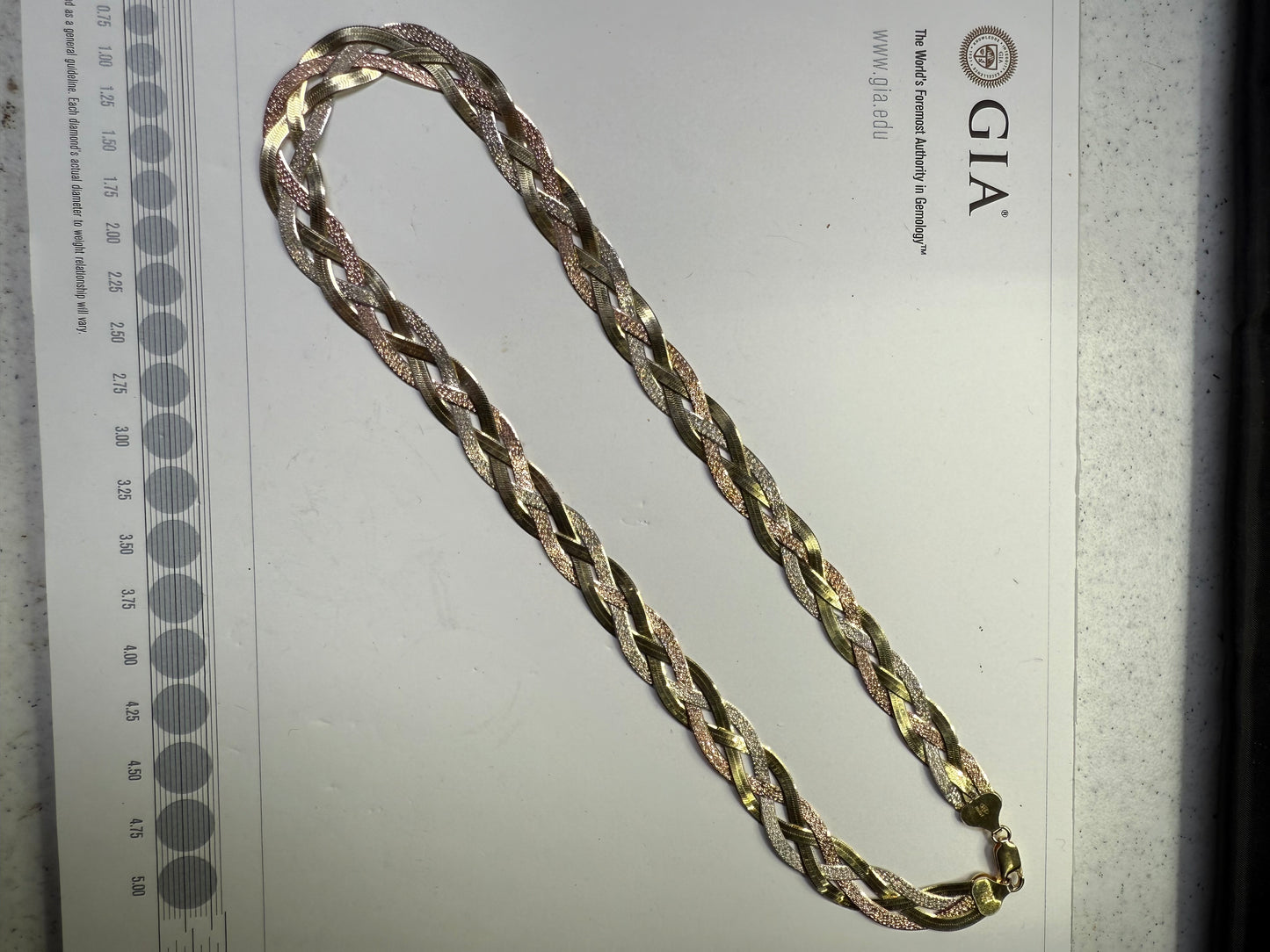 Vintage Solid Tri Color Sterling Silver Necklace 925 Italy Milor | 18.5” Handwoven Rose, Yellow & White Braided | 25.6g