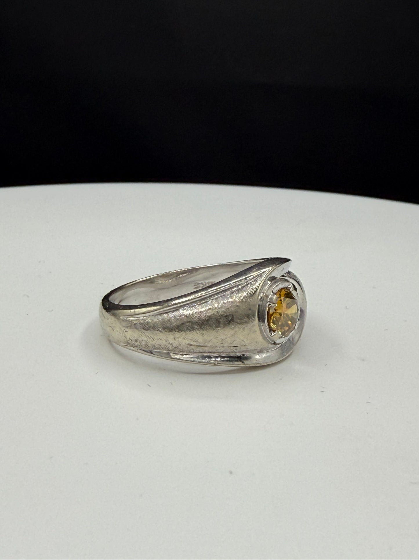 Vintage Natural Argyle Fancy Pinkish Yellow Diamond Ring | 0.50ct Untreated Diamond | 14k White Gold | Size 10.25
