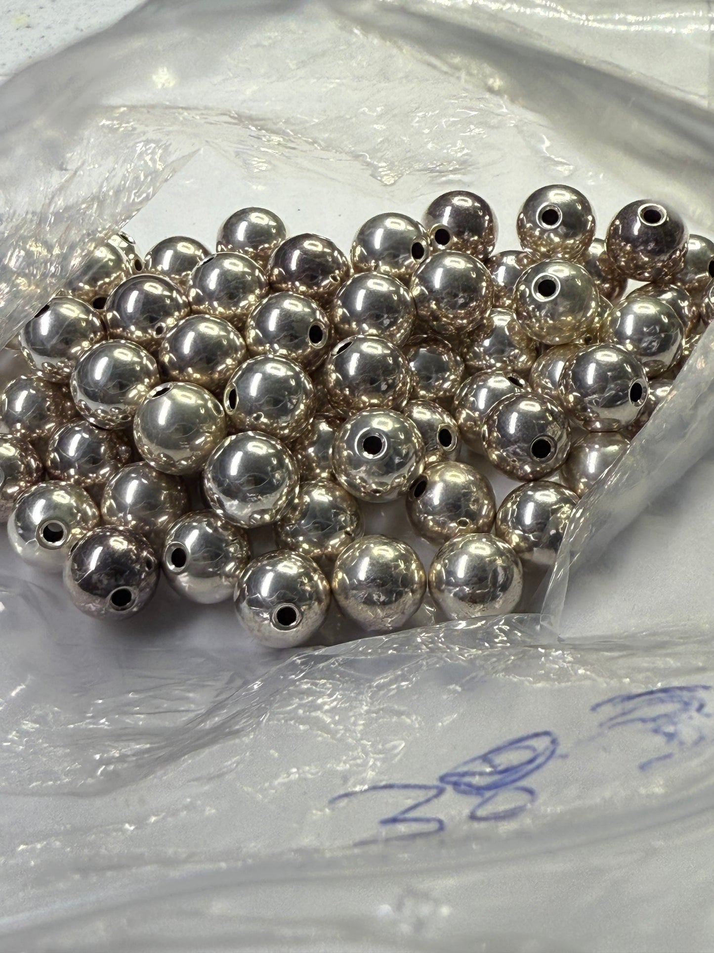 100 Solid 925 Sterling Silver Beads 10MM Round with 2MM Hole | 51.83 Grams | Jewelry Making Supplies Bulk Lot