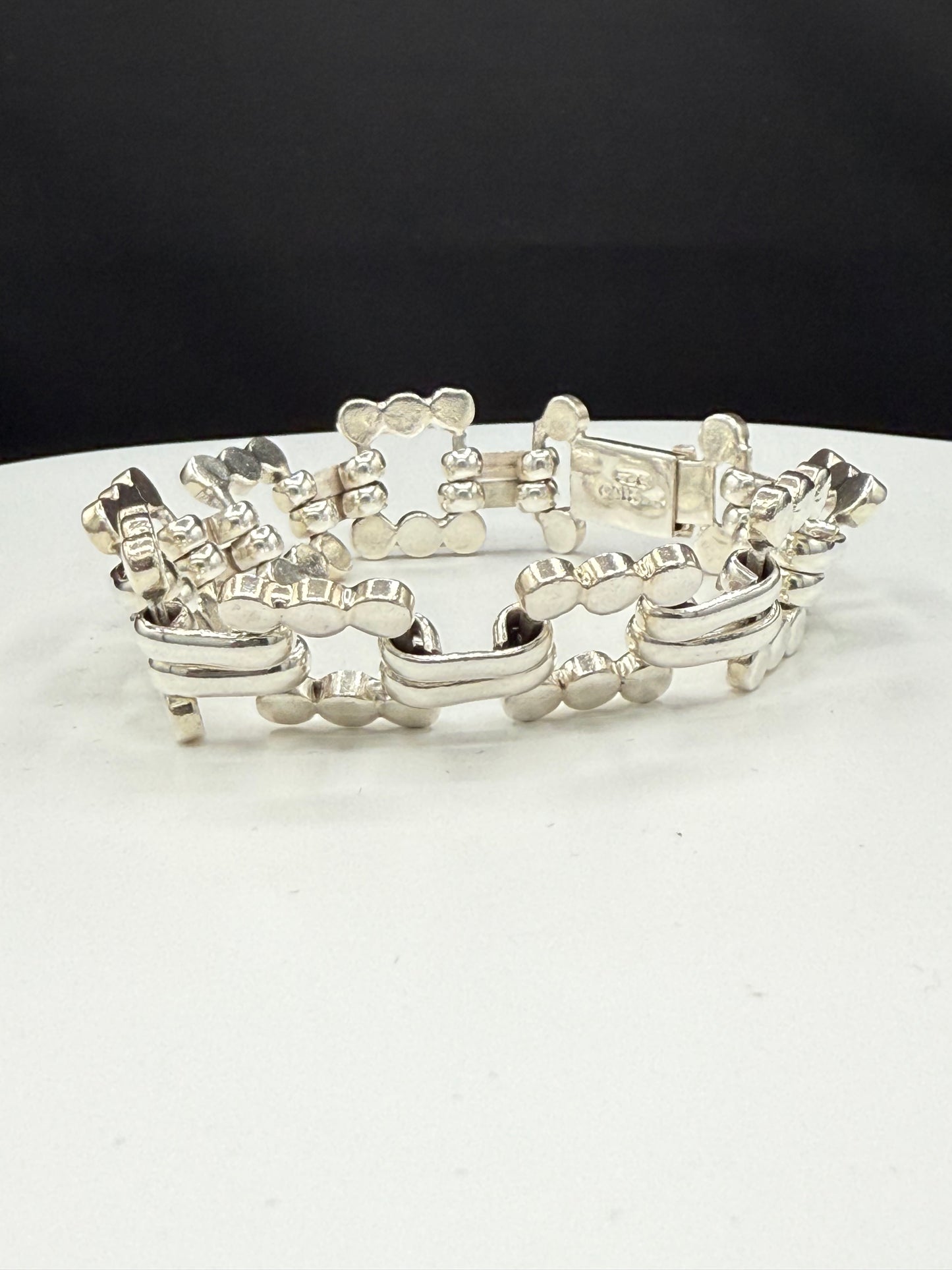 Handmade Sterling Silver Link Bracelet 925 Mexico | 45g Heavy Unisex Statement Jewelry