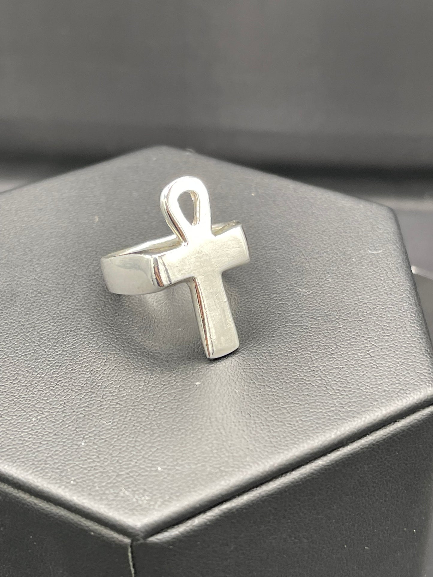 Ankh Cross Sterling Silver Ring (Size 11)