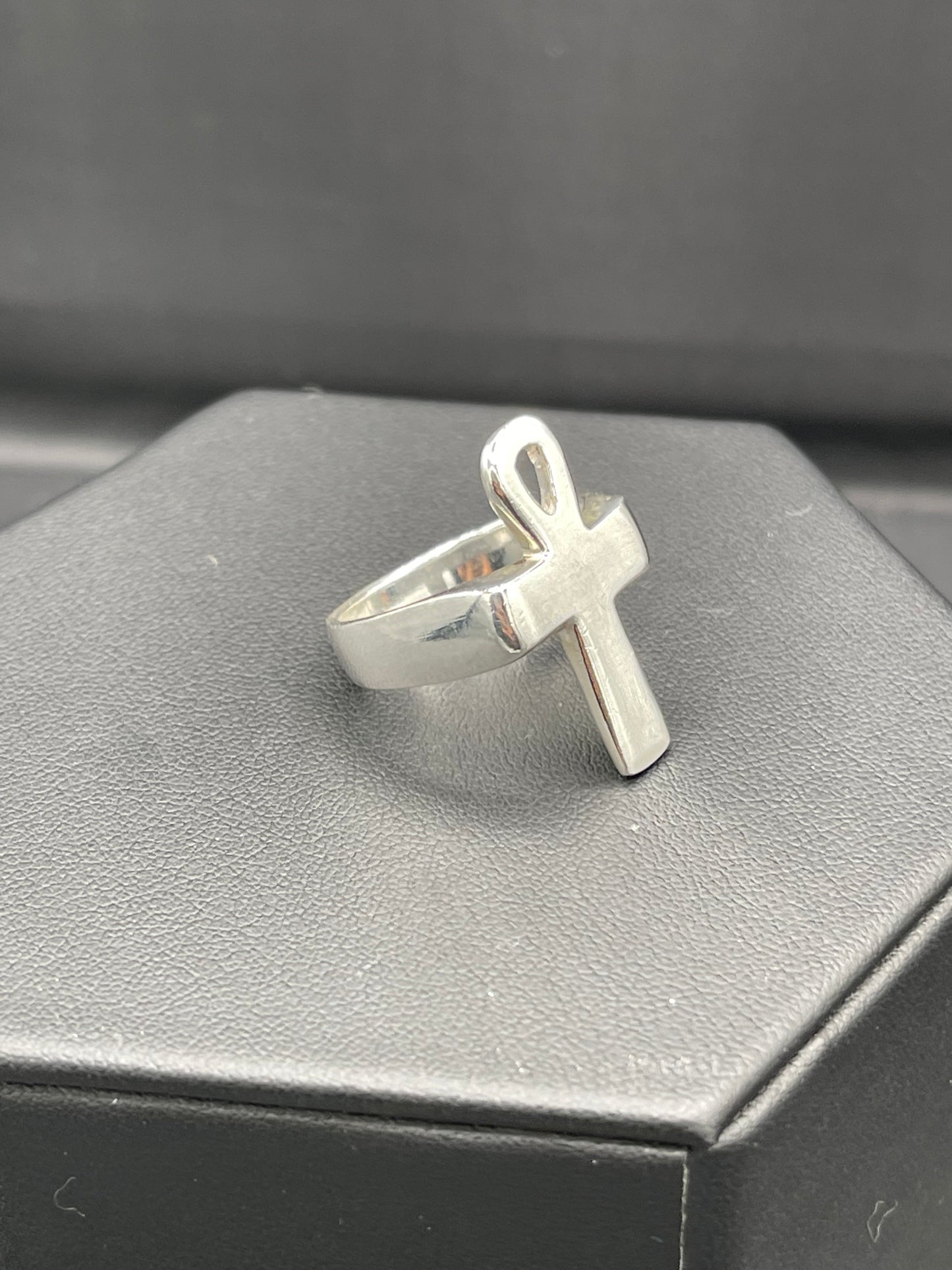 Ankh Cross Sterling Silver Ring (Size 11)