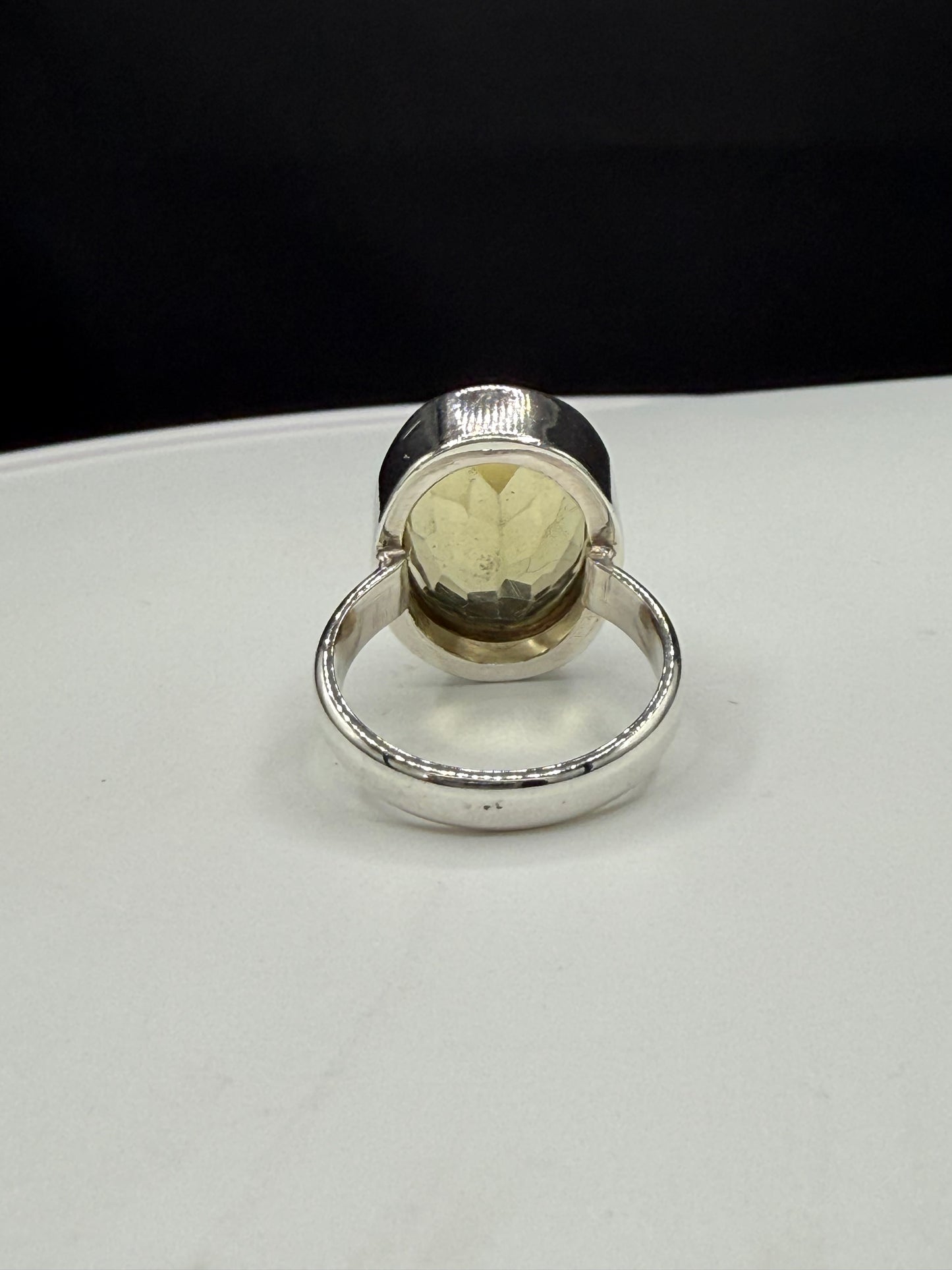 Natural Lemon Citrine Sterling Silver Bezel Set Handmade Ring | Size 7