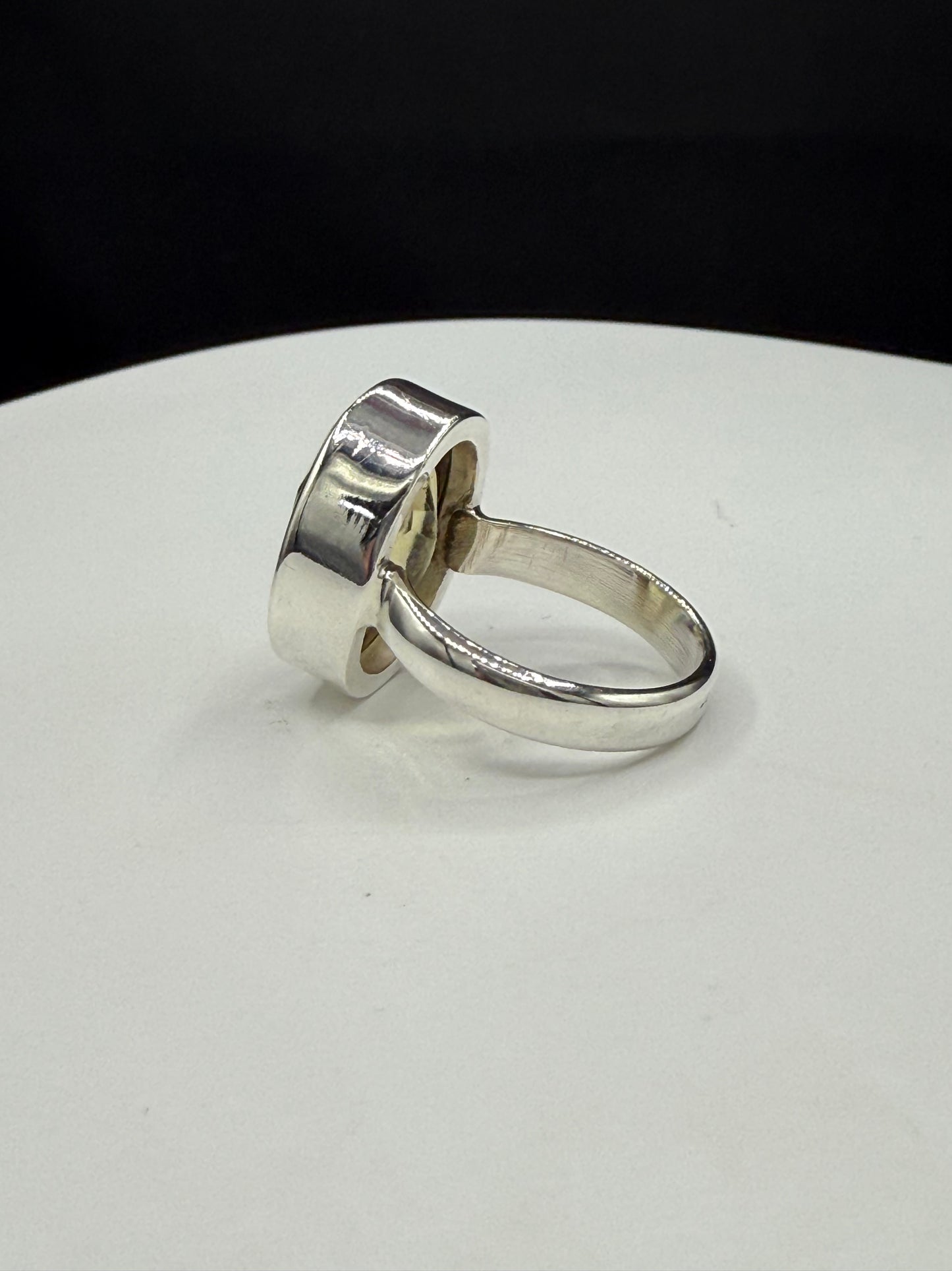 Natural Lemon Citrine Sterling Silver Bezel Set Handmade Ring | Size 7