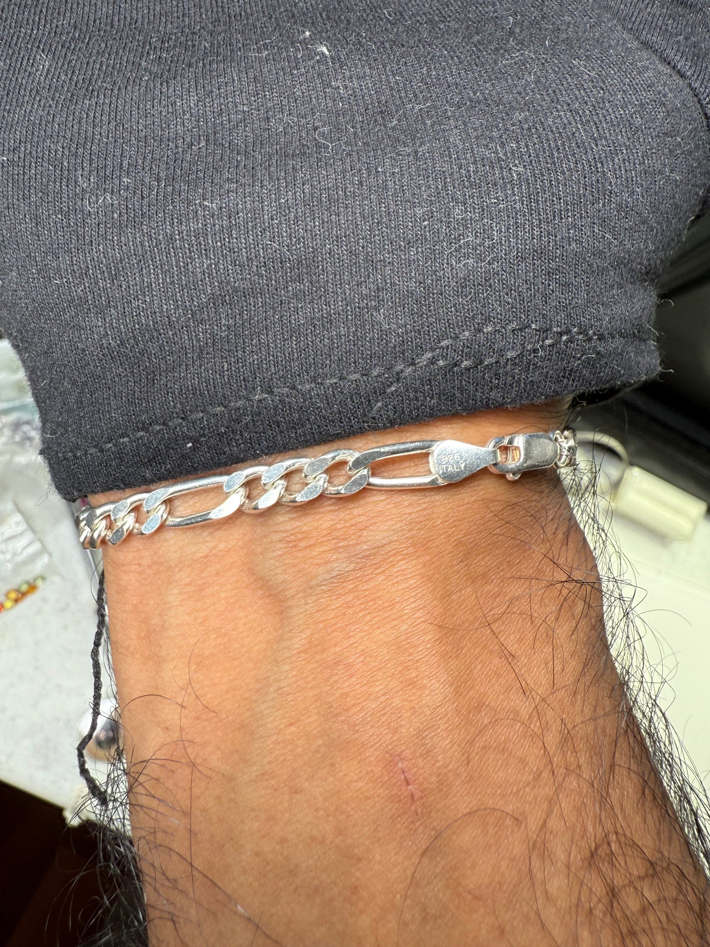 Solid Sterling Silver Figaro Bracelet 5.5 MM 8” 10g | 925 Italy
