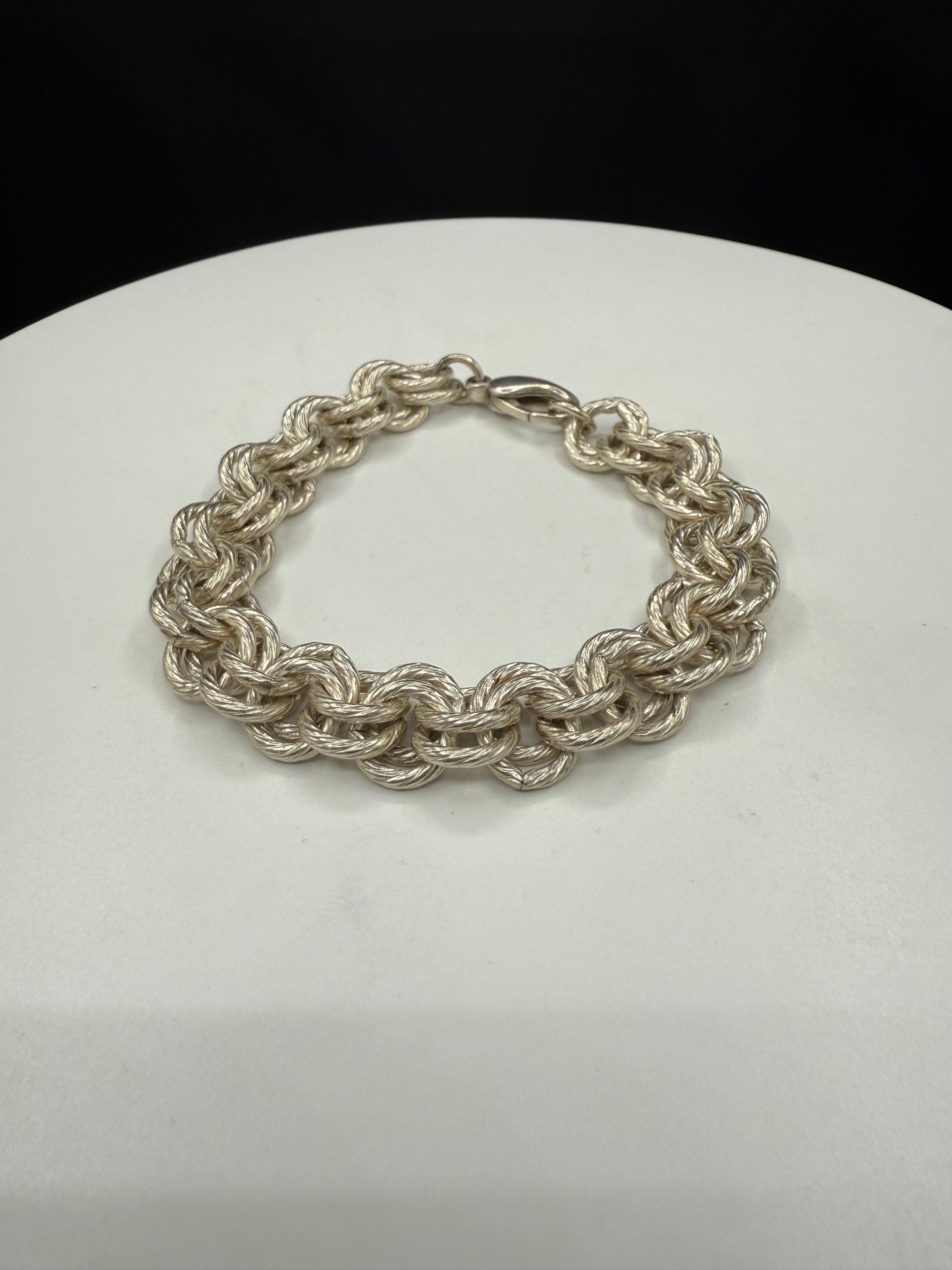Solid Sterling Silver Double Rolo Link Bracelet 925 | 8.5” Unisex Heavy Chain 54g