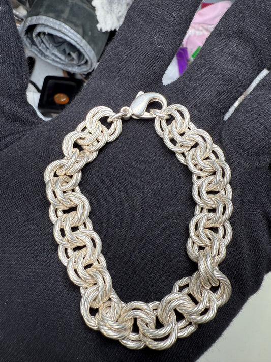 Solid Sterling Silver Double Rolo Link Bracelet 925 | 8.5” Unisex Heavy Chain 54g