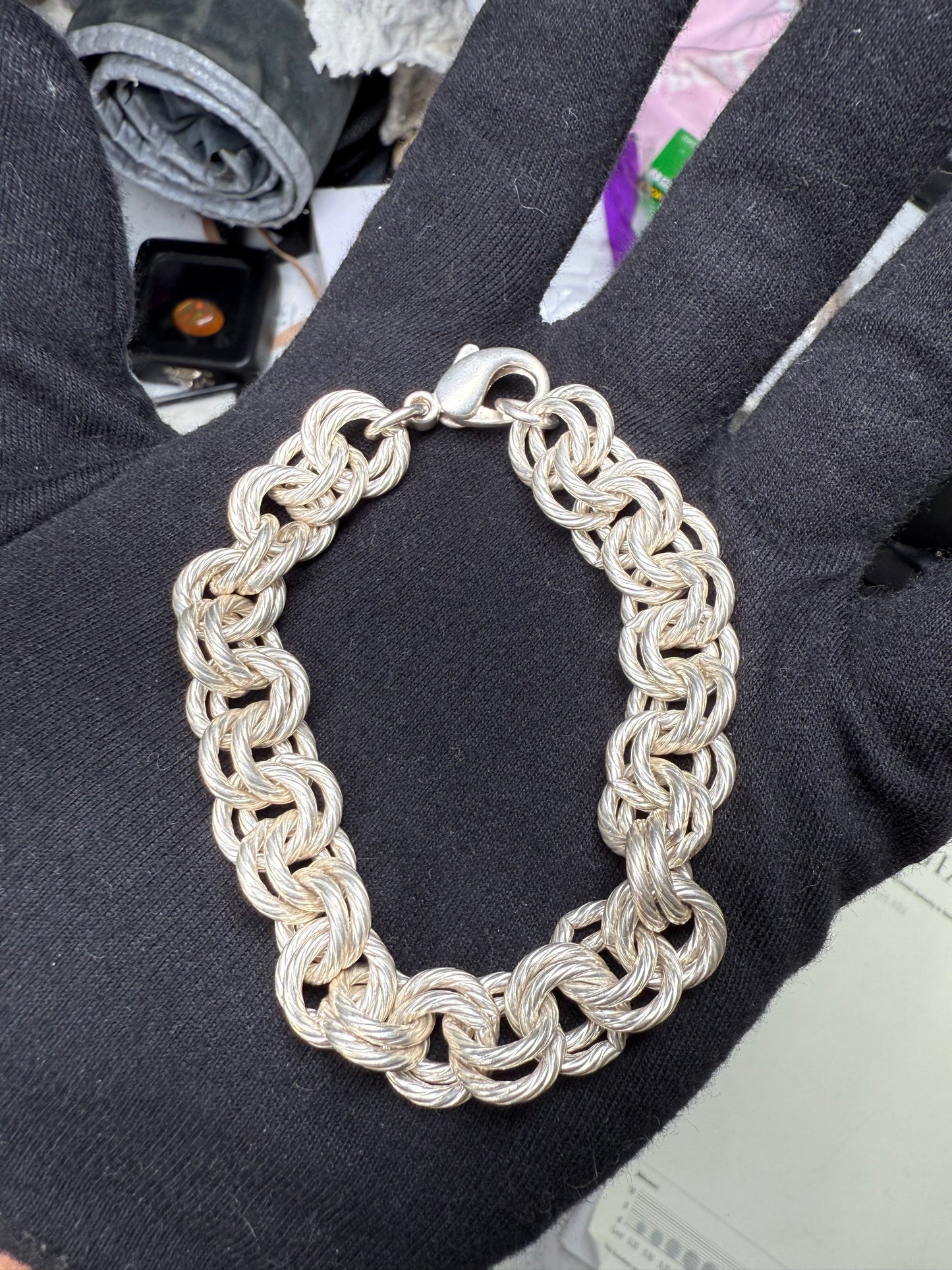 Solid Sterling Silver Double Rolo Link Bracelet 925 | 8.5” Unisex Heavy Chain 54g