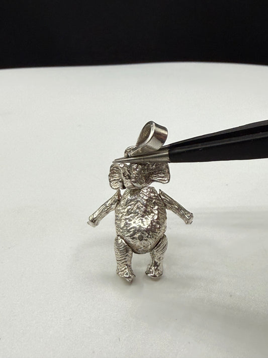 Handmade Solid Sterling Silver Elephant Pendant | Articulated Legs & Ears | 1.12”