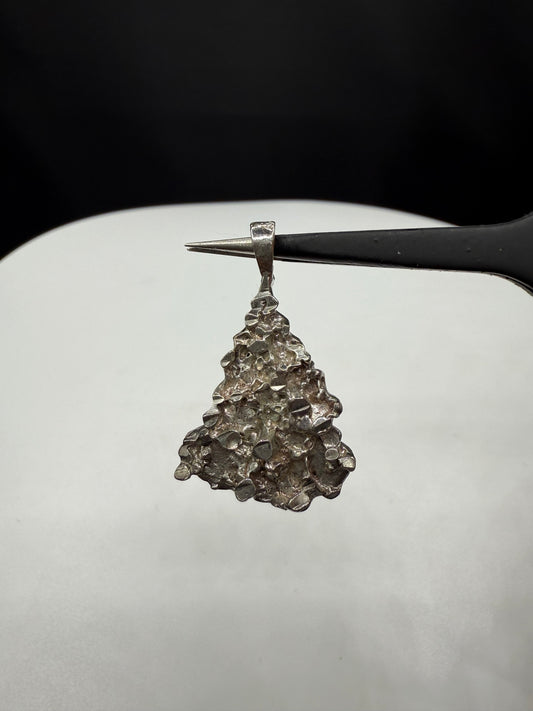 Handmade Solid Sterling Silver Nugget Pendant | Natural Raw Texture | 1.15”