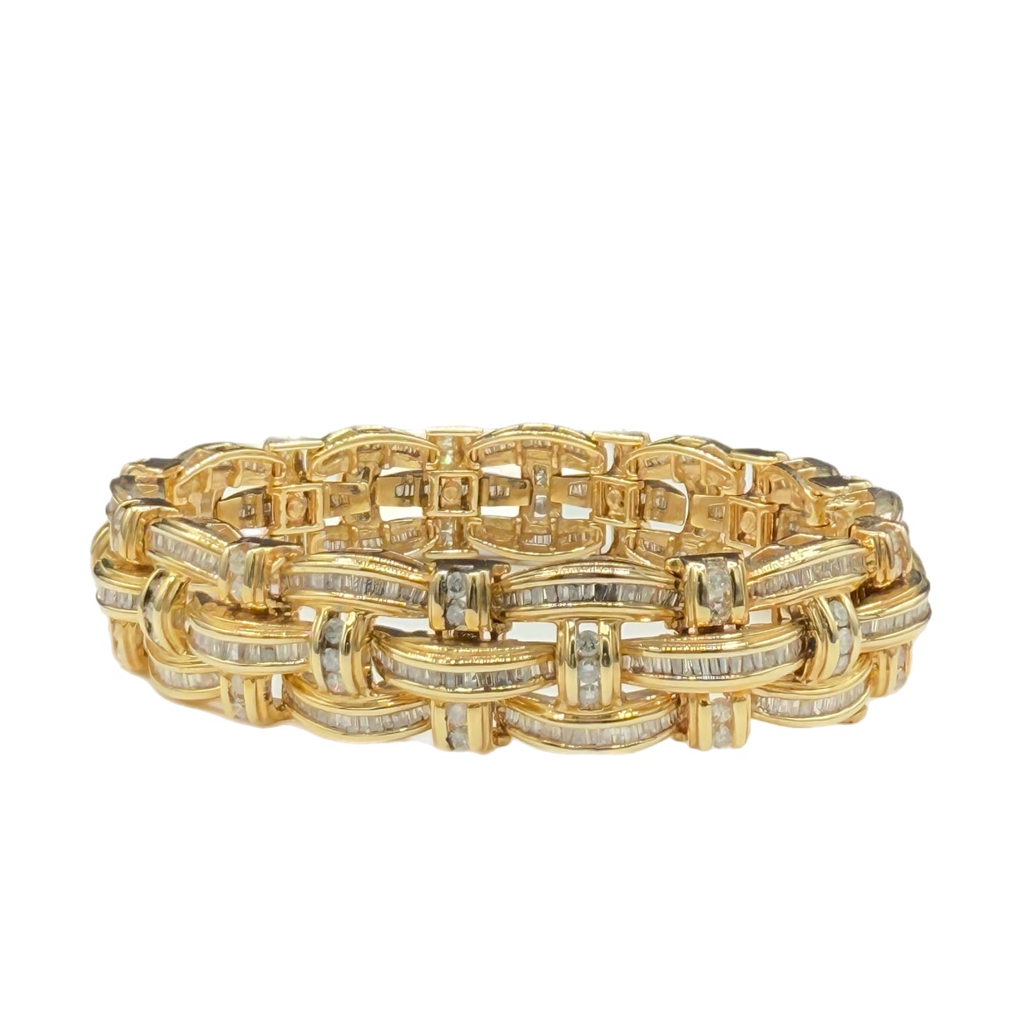 14.55 Carat Natural Diamond 14k Solid Gold Bracelet | Unisex | 81.40 Grams | SI1 Clarity | 8 Inches
