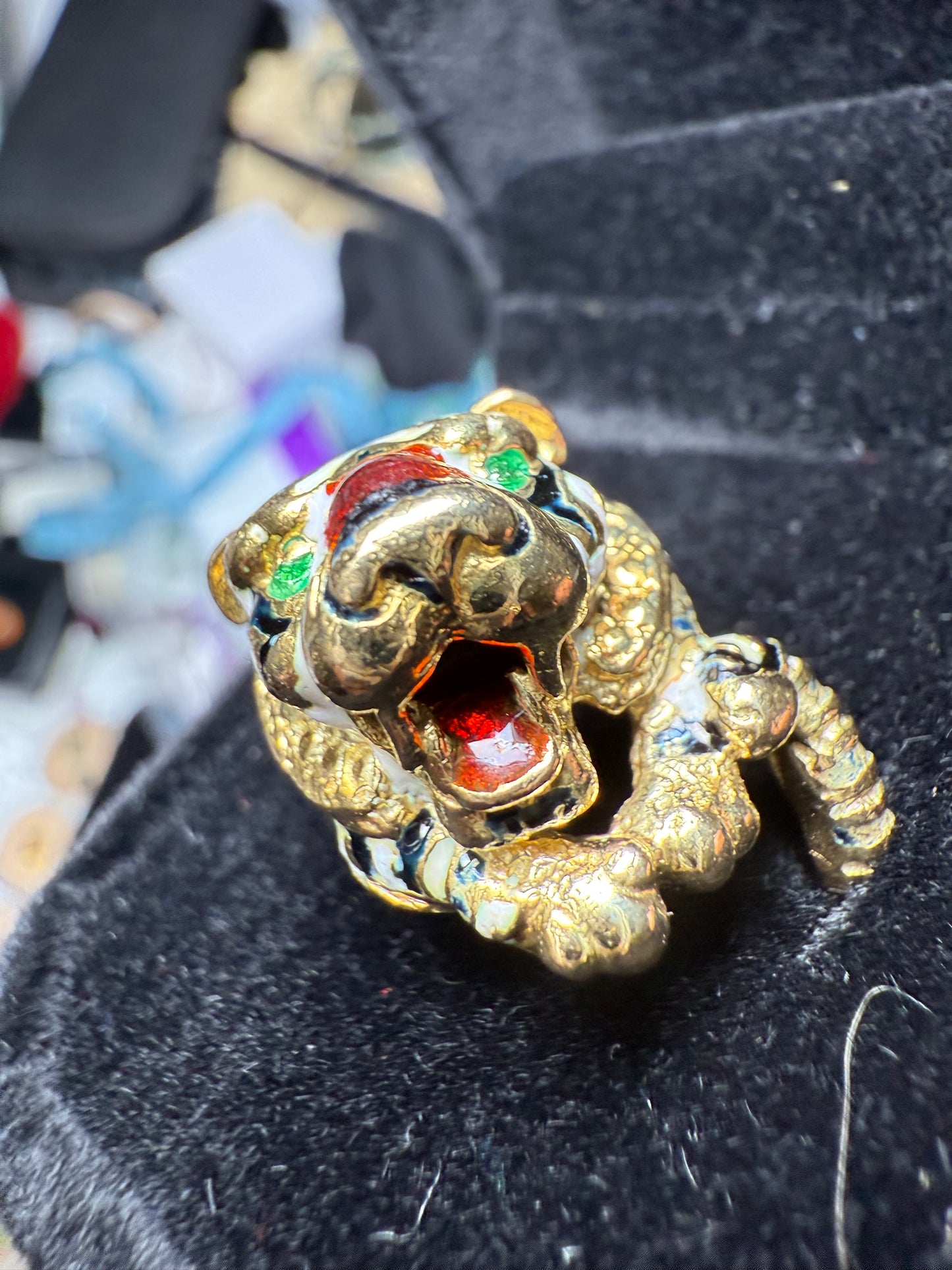 Vintage Hammerman Brothers 18K Gold Enamel Tiger Ring | Size 5