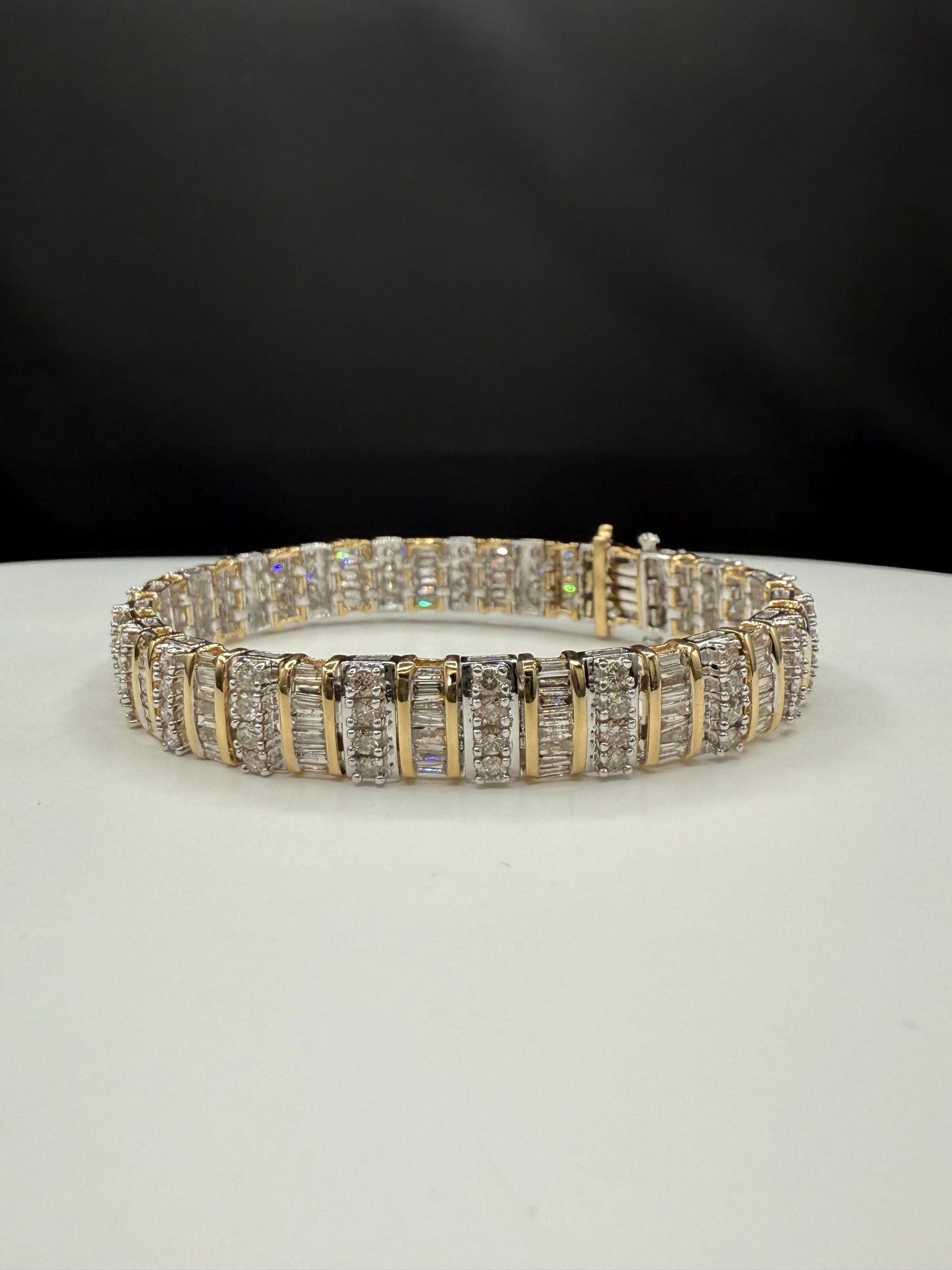 Natural Diamond 14K Gold Bracelet | 7.10ct | Two-Tone Gold | 7.75”