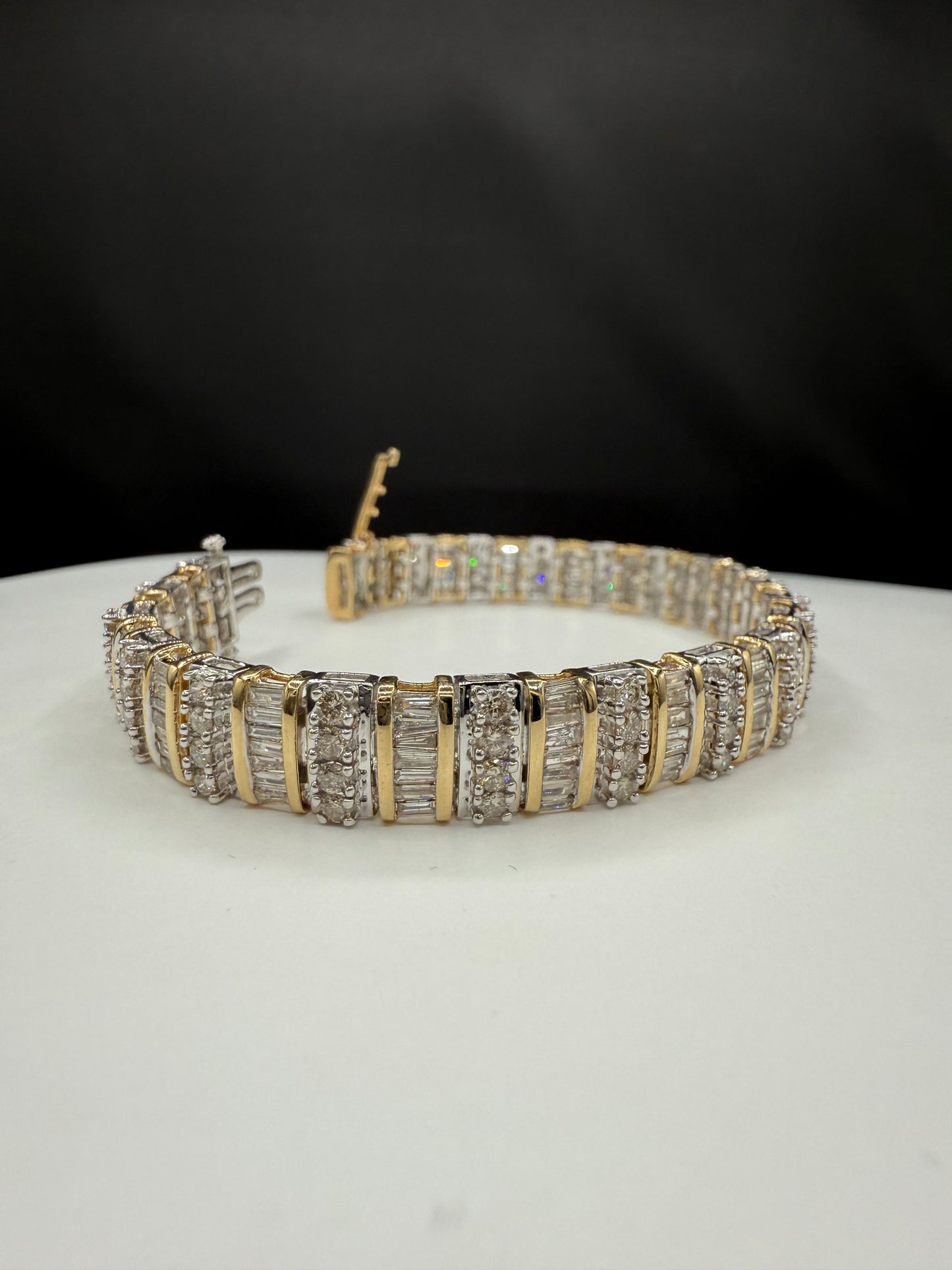 Natural Diamond 14K Gold Bracelet | 7.10ct | Two-Tone Gold | 7.75”