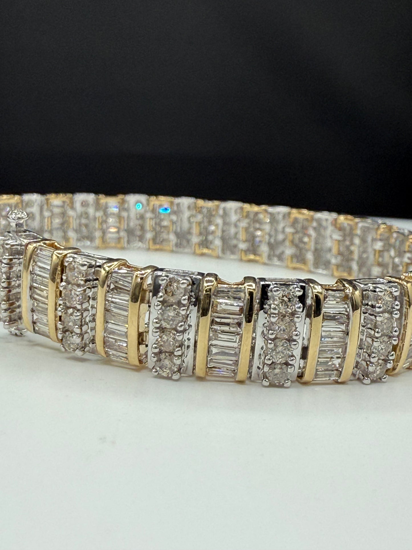 Natural Diamond 14K Gold Bracelet | 7.10ct | Two-Tone Gold | 7.75”