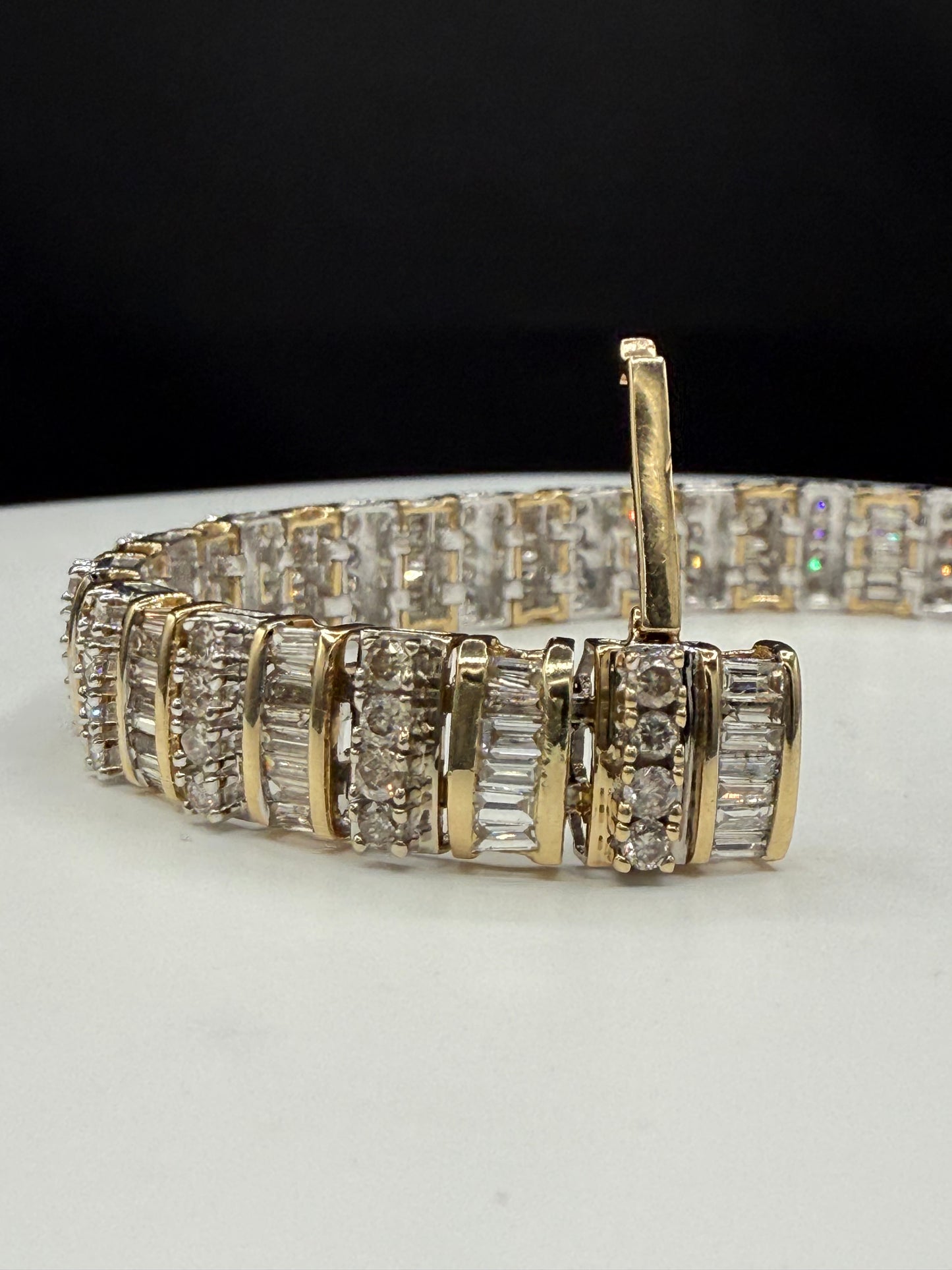 Natural Diamond 14K Gold Bracelet | 7.10ct | Two-Tone Gold | 7.75”