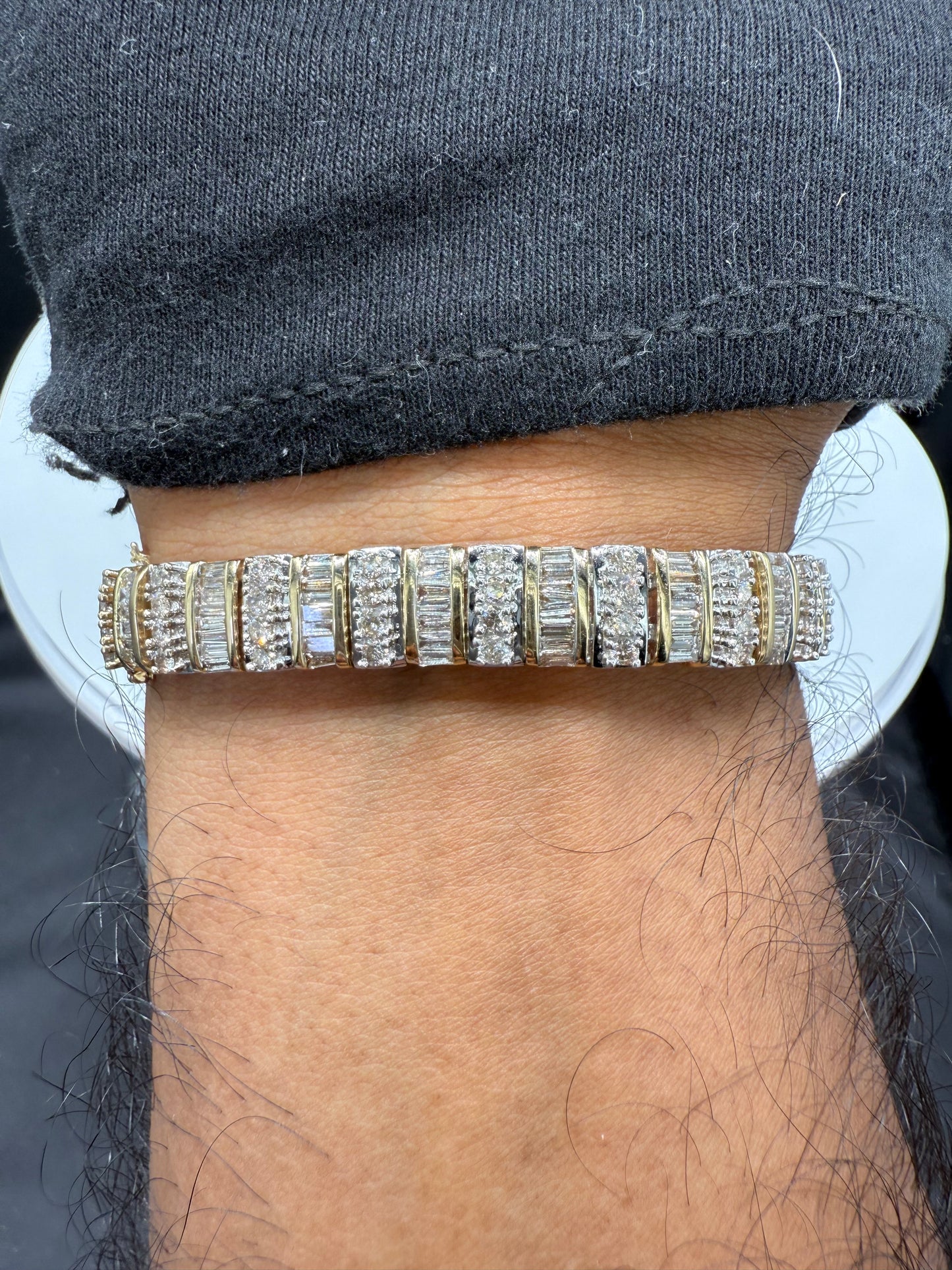 Natural Diamond 14K Gold Bracelet | 7.10ct | Two-Tone Gold | 7.75”