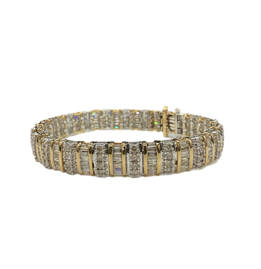 Natural Diamond 14K Gold Bracelet | 7.10ct | Two-Tone Gold | 7.75”