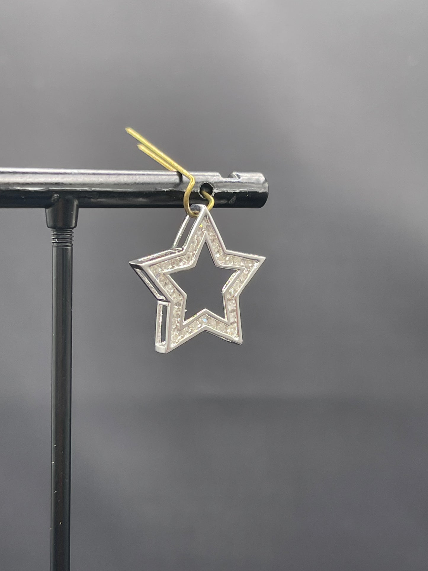 Natural Diamond 10k White Gold Star Pendant