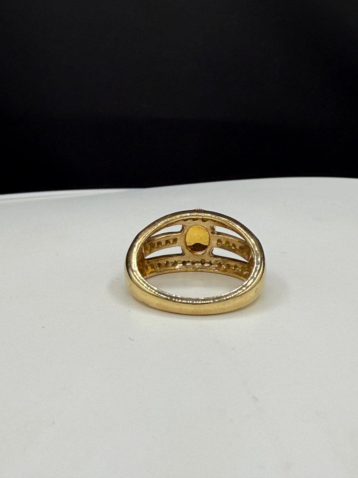 Vintage Natural Yellow Sapphire & Diamond Ring 14K Yellow Gold (Size 7)