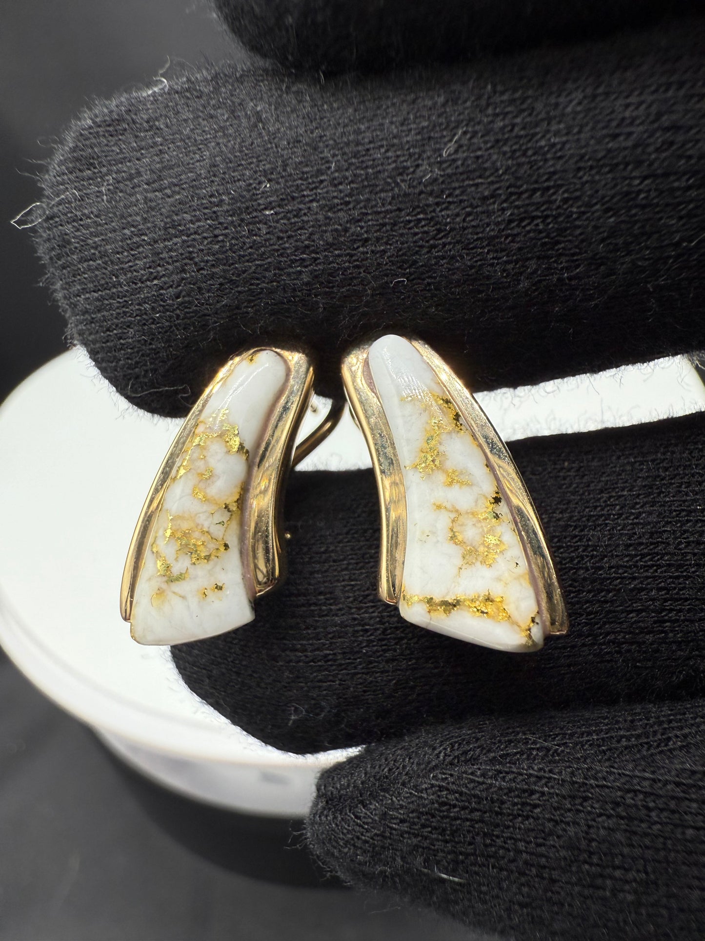 Natural Alaskan Gold Quartz Earrings – 14k Yellow Gold Lever Backs | Handmade by Orocal | Vintage Earrings