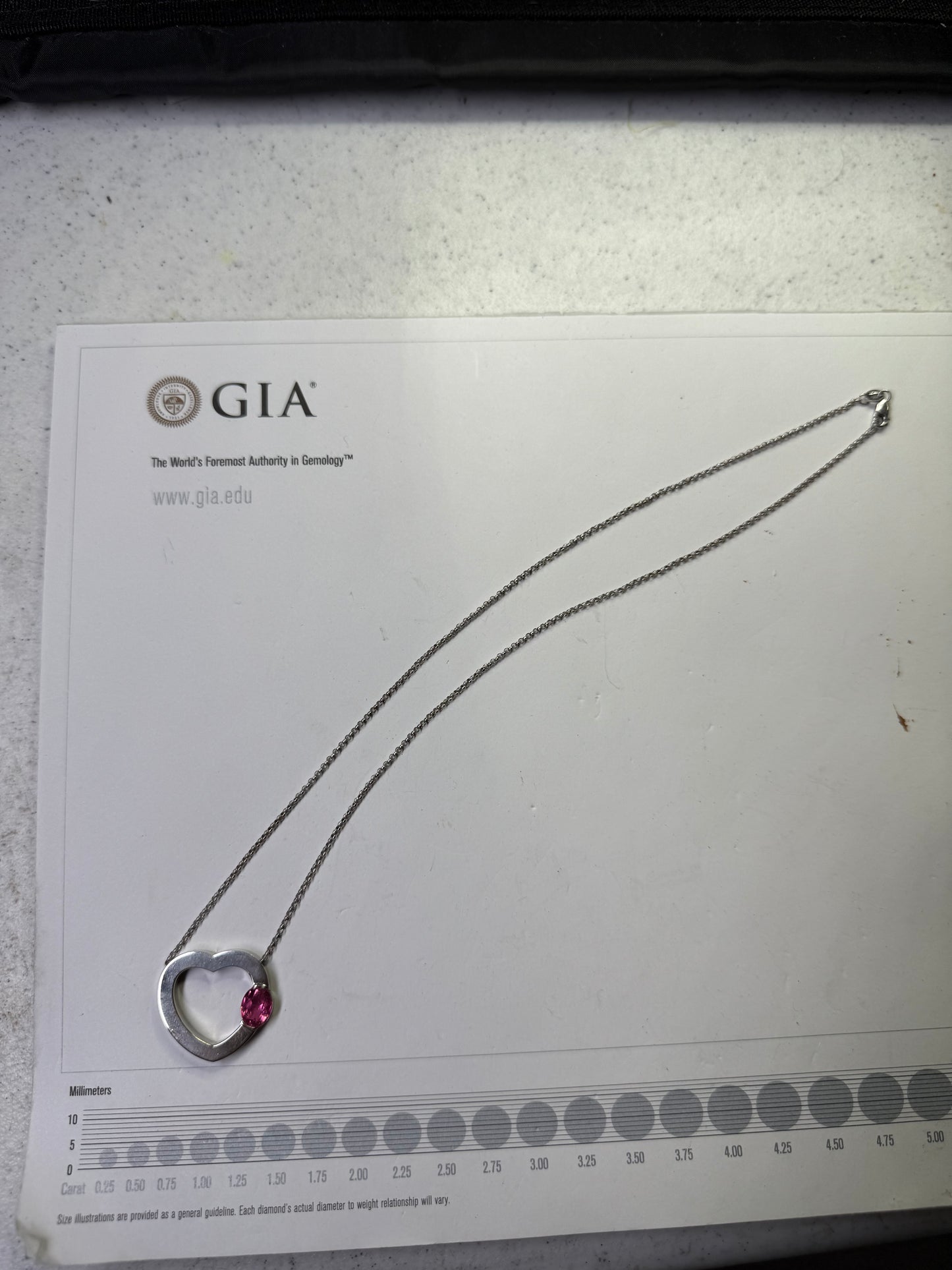 Vintage Rubellite Tourmaline Heart Necklace – 14k White Gold Pendant & 18” Chain – 2 Carats – Italian Made
