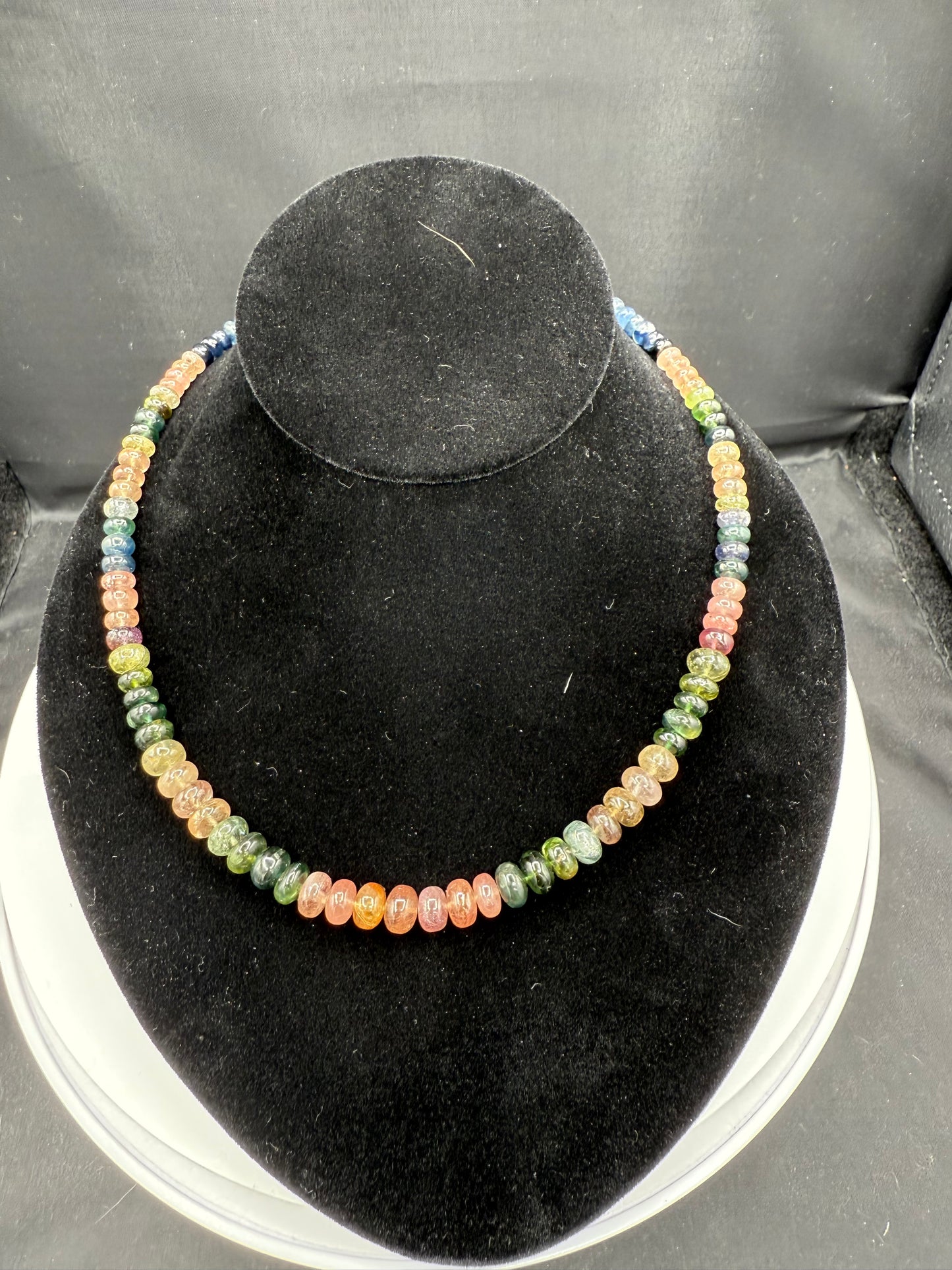 Natural Multi Color Sapphire Beaded Necklace | 18K Gold Clasp | 237ct Untreated Sapphires