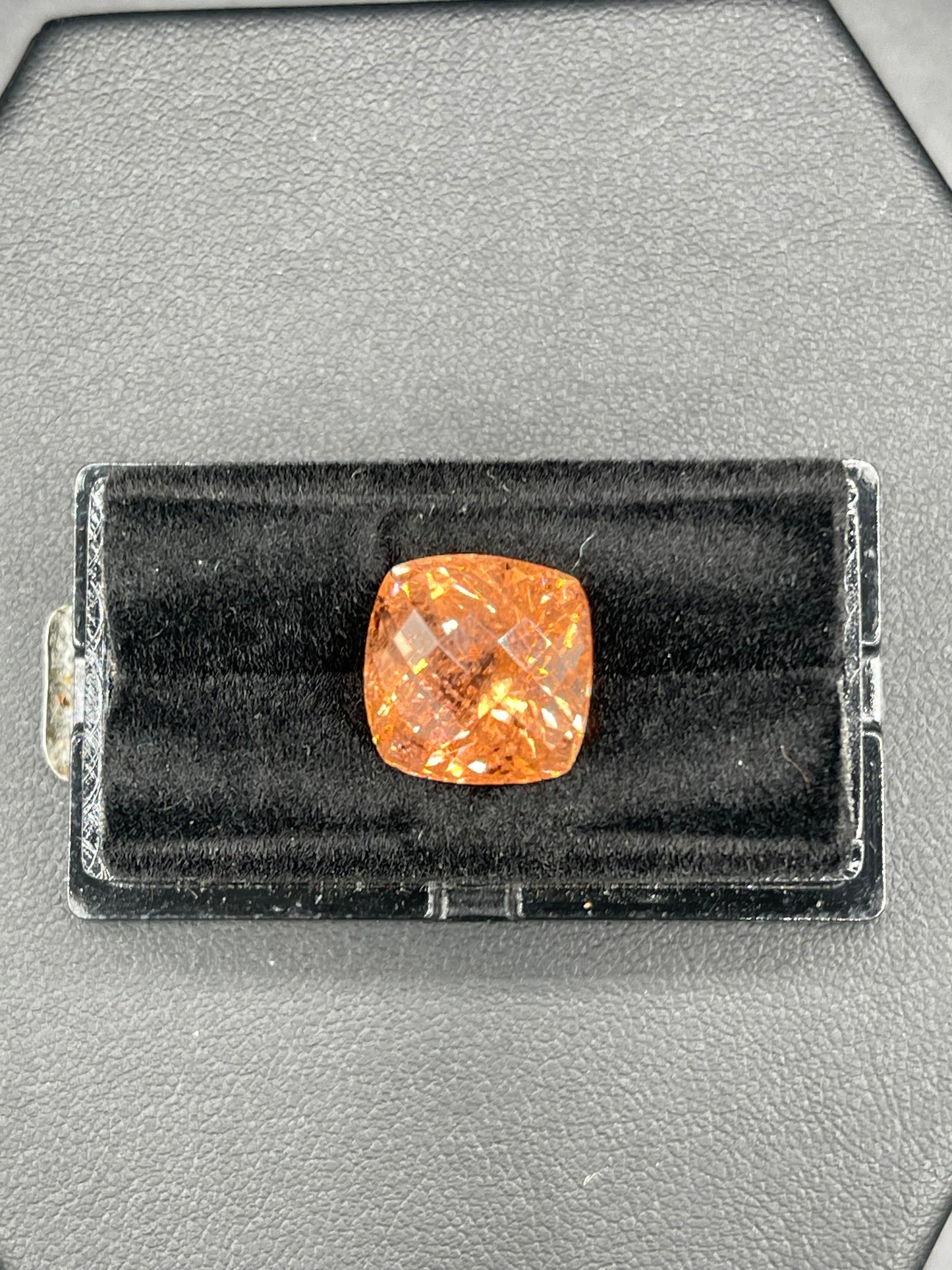 11.45 Carat Natural Sunset Orange Tourmaline Cushion Cut Loose Gemstone (12.8 x 12.8 x 10.2 MM)