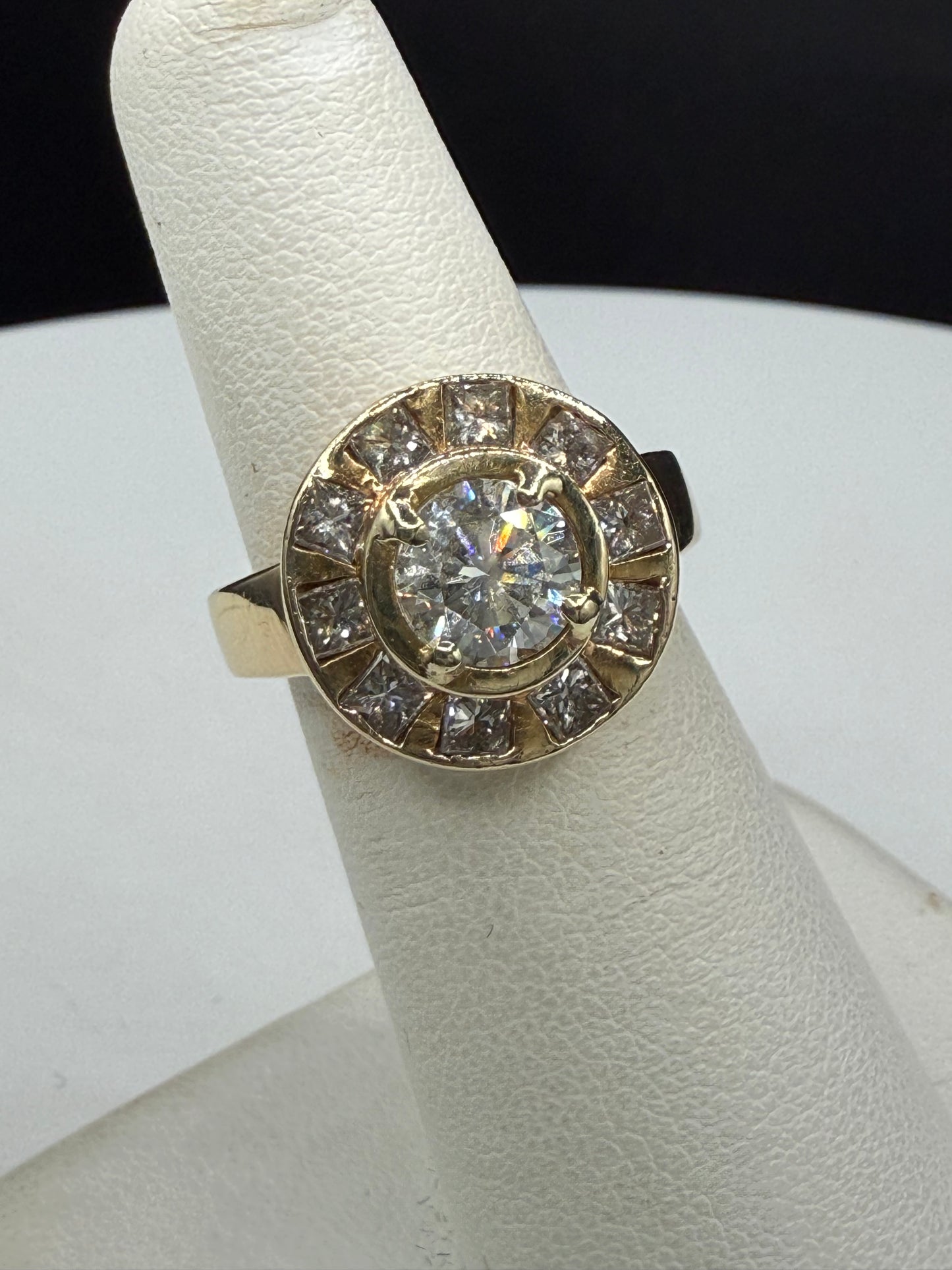 Vintage 16K Yellow Gold Unisex Diamond Ring | 2.22ct Total Weight
