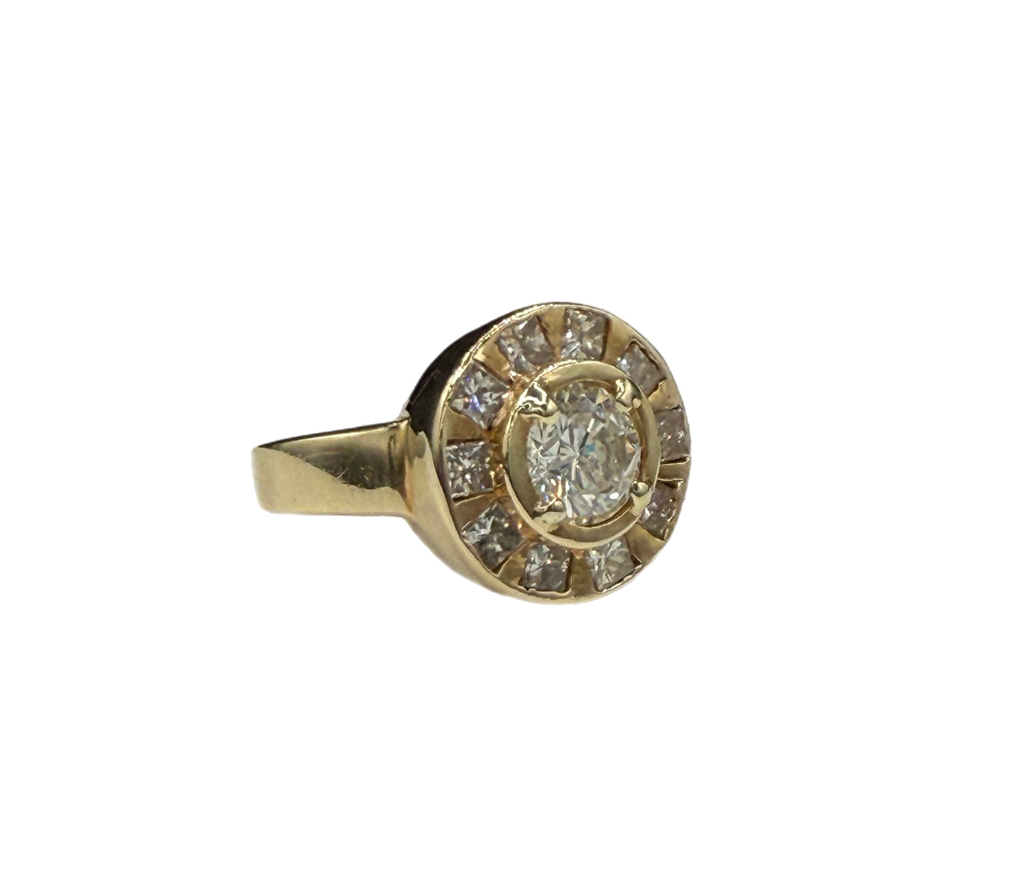 Vintage 16K Yellow Gold Unisex Diamond Ring | 2.22ct Total Weight