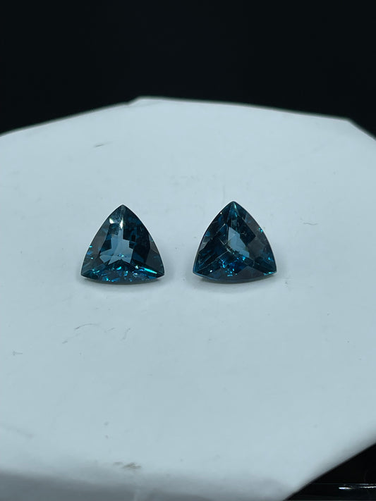 12.98 Carat London Blue Topaz Trillion Cut Loose Gemstones (11.9 x 11.9 x 7.4 MM)