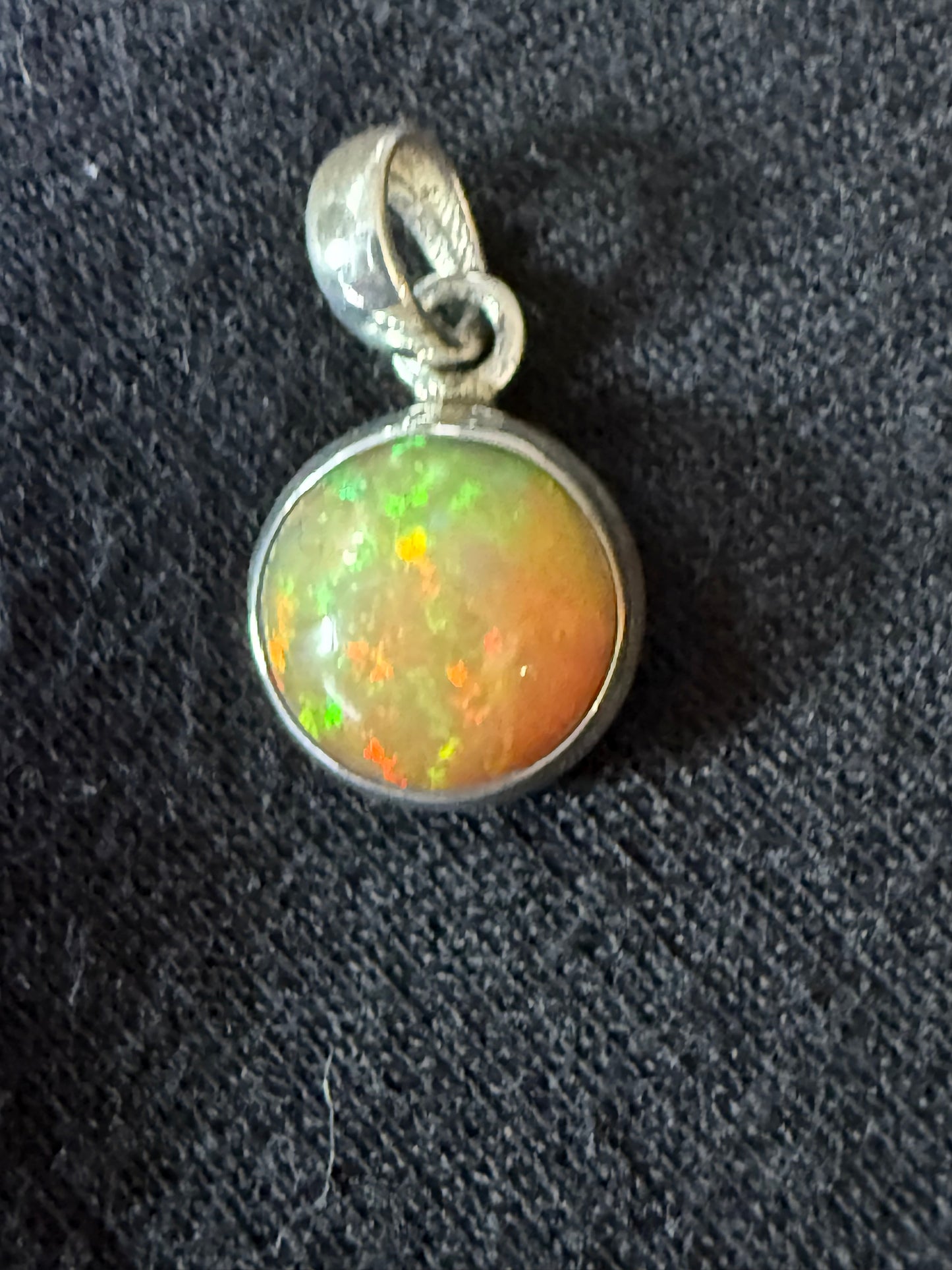 Natural Ethiopian Opal Sterling Silver Pendant | Handmade Bezel Set