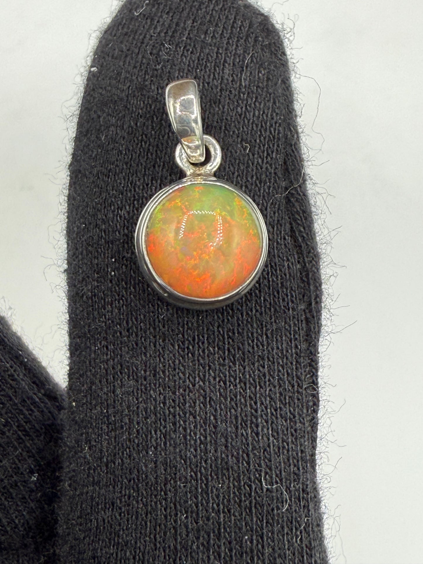 Natural Ethiopian Opal Sterling Silver Pendant | Handmade Bezel Set