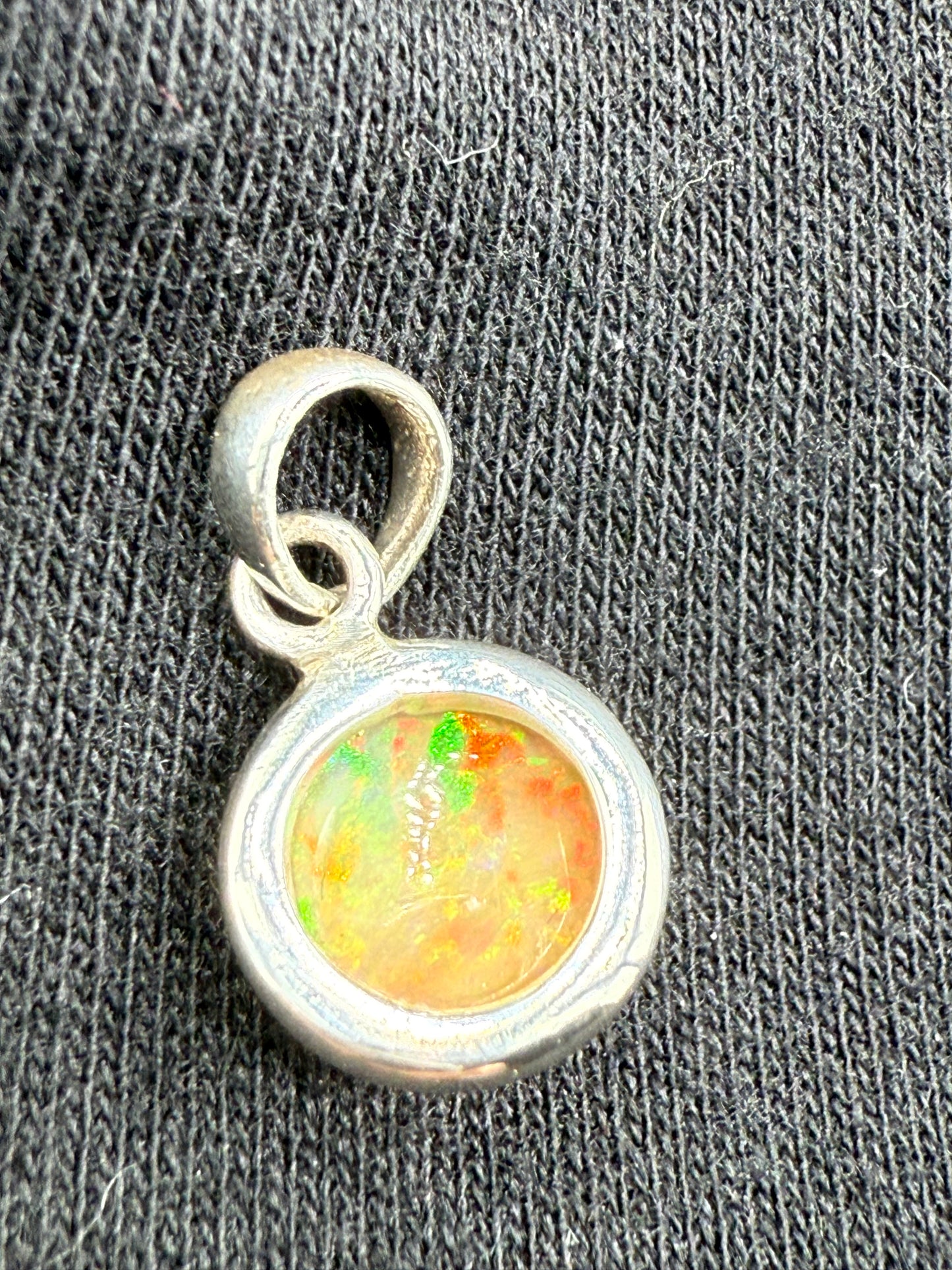 Natural Ethiopian Opal Sterling Silver Pendant | Handmade Bezel Set