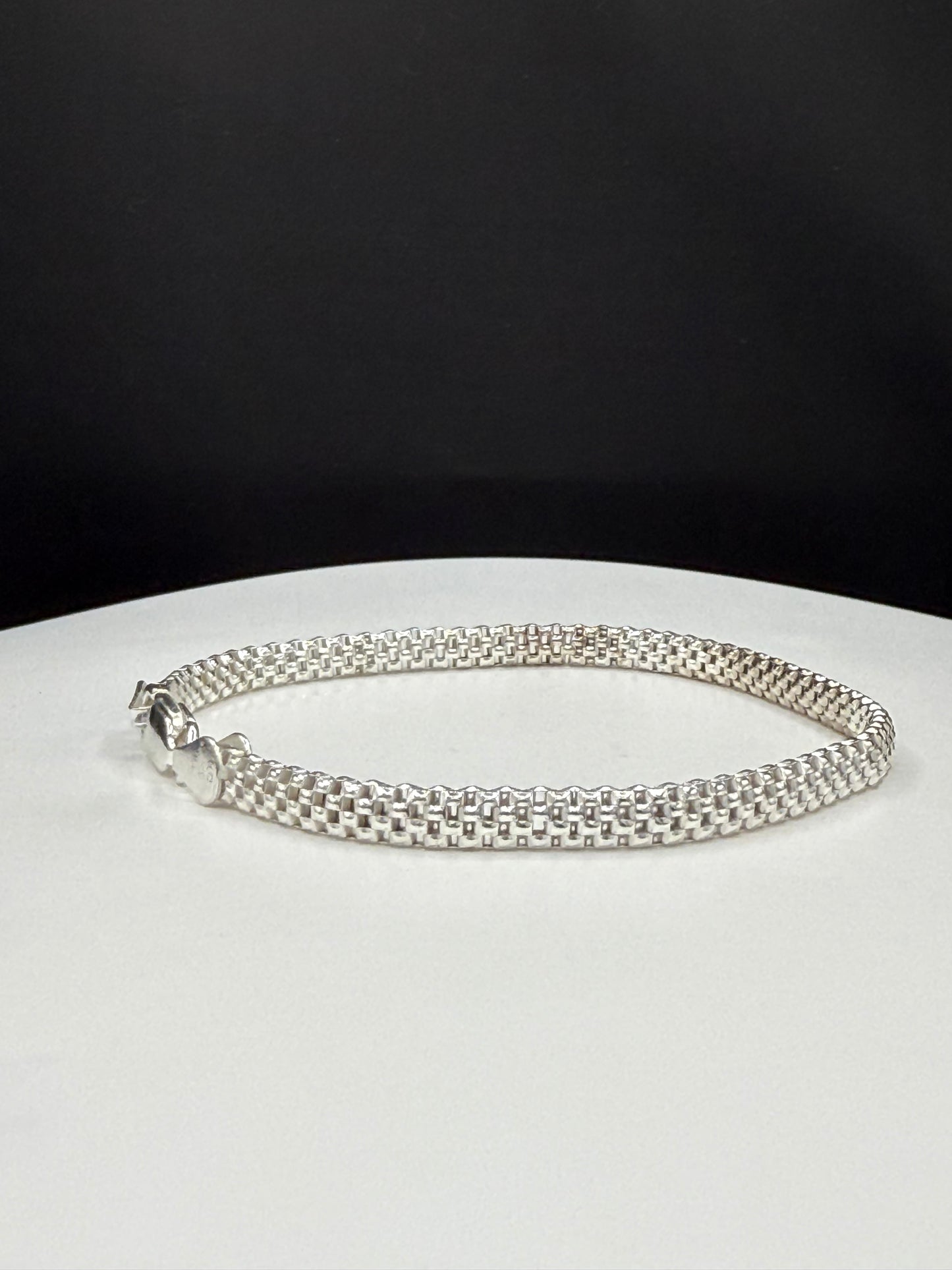 Italian Sterling Silver Box Link Bracelet 8.25”