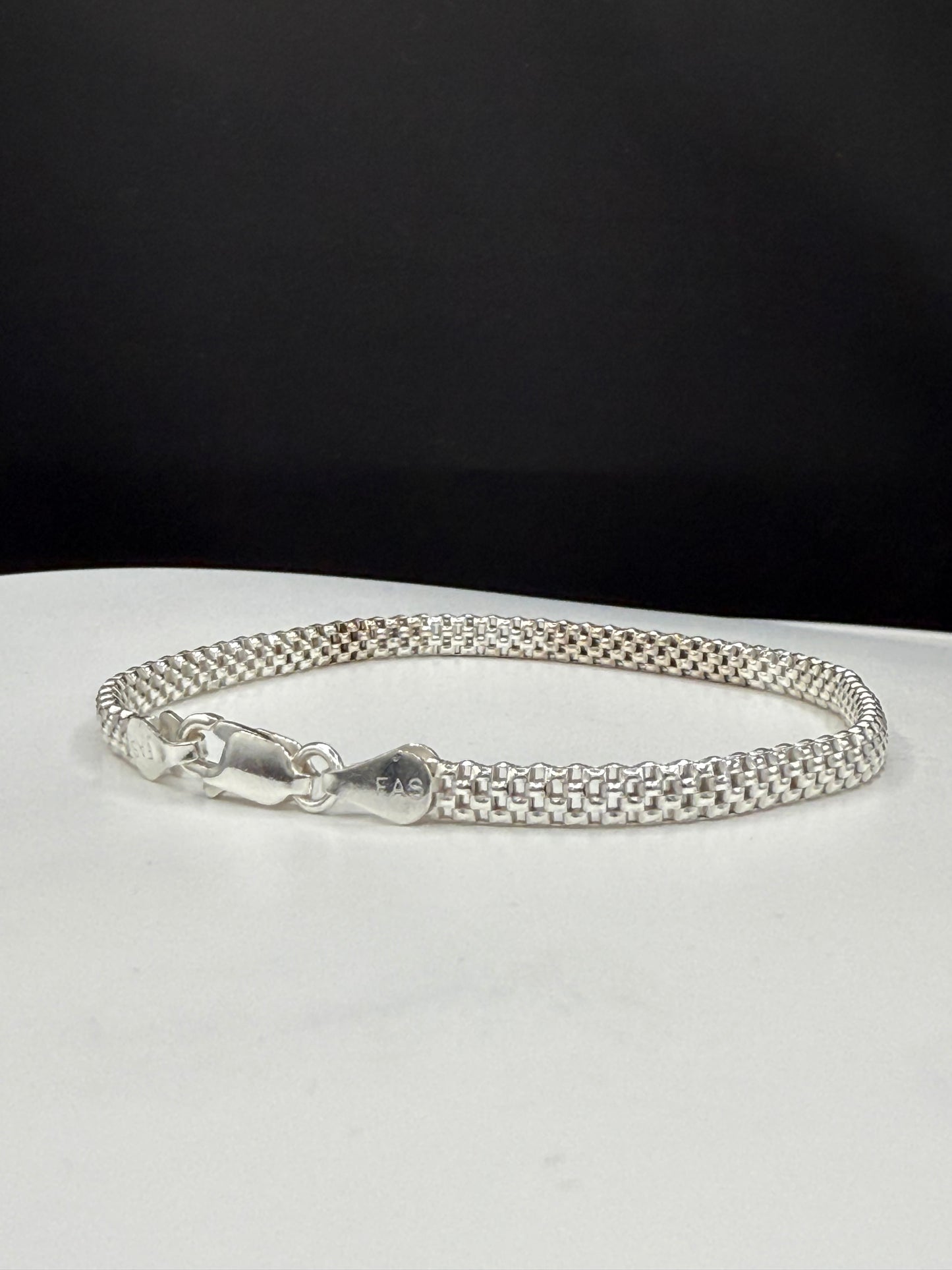 Italian Sterling Silver Box Link Bracelet 8.25”