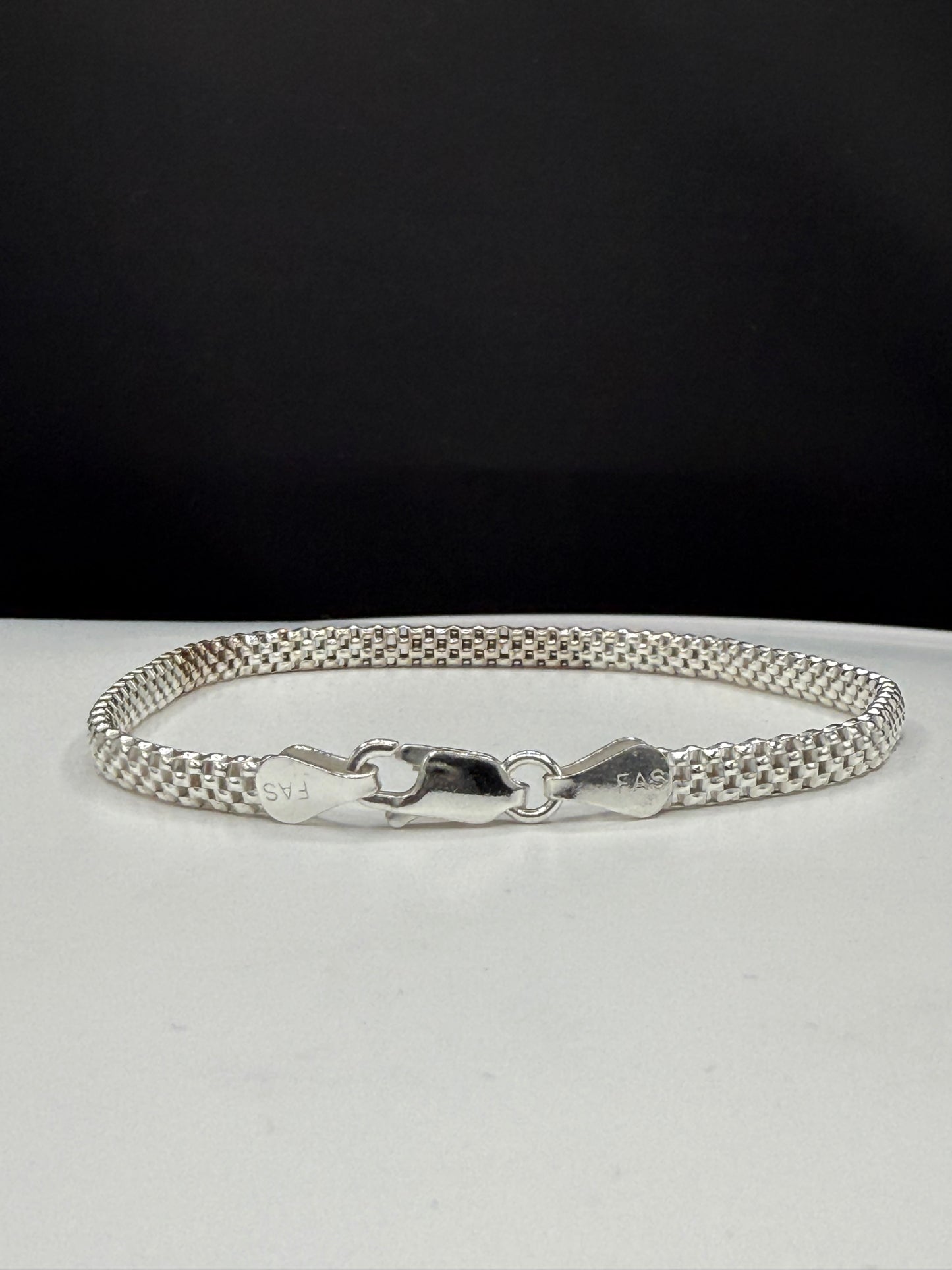 Italian Sterling Silver Box Link Bracelet 8.25”