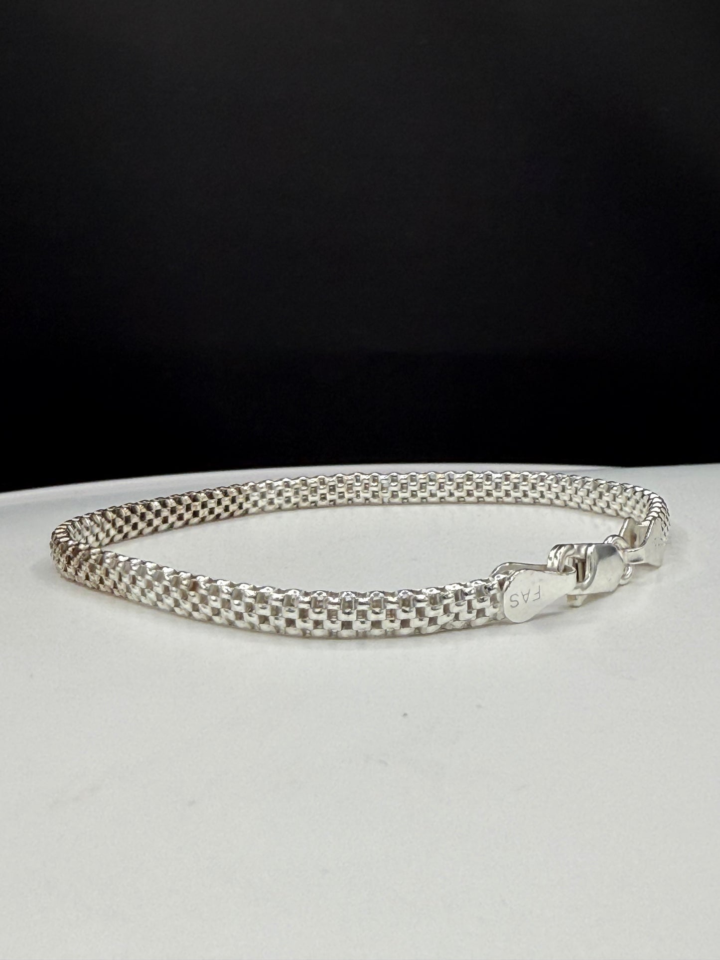 Italian Sterling Silver Box Link Bracelet 8.25”