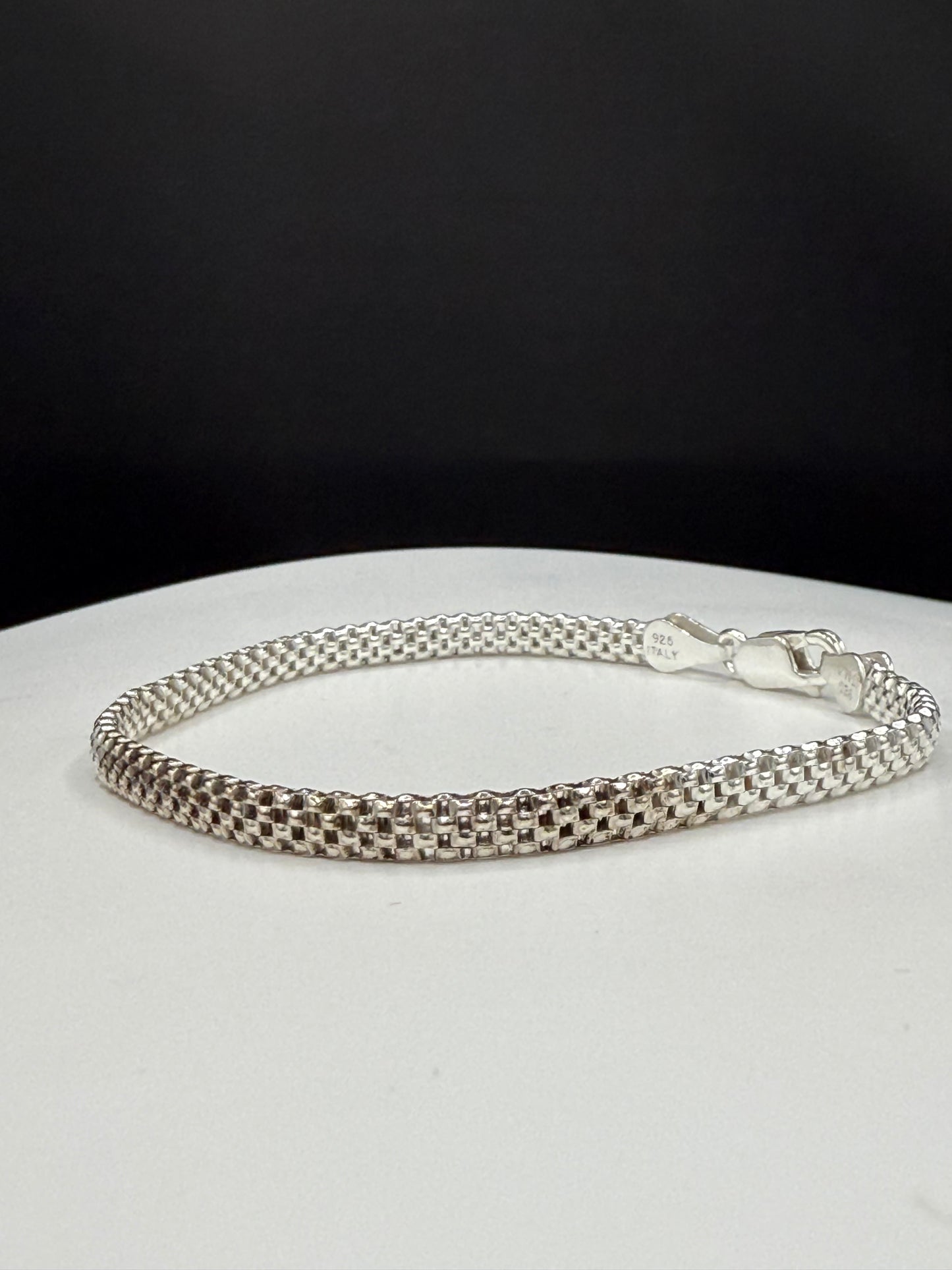 Italian Sterling Silver Box Link Bracelet 8.25”