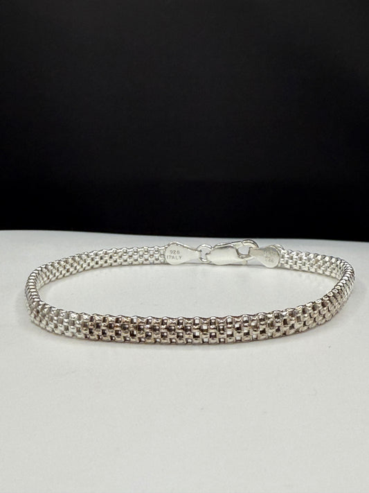 Italian Sterling Silver Box Link Bracelet 8.25”