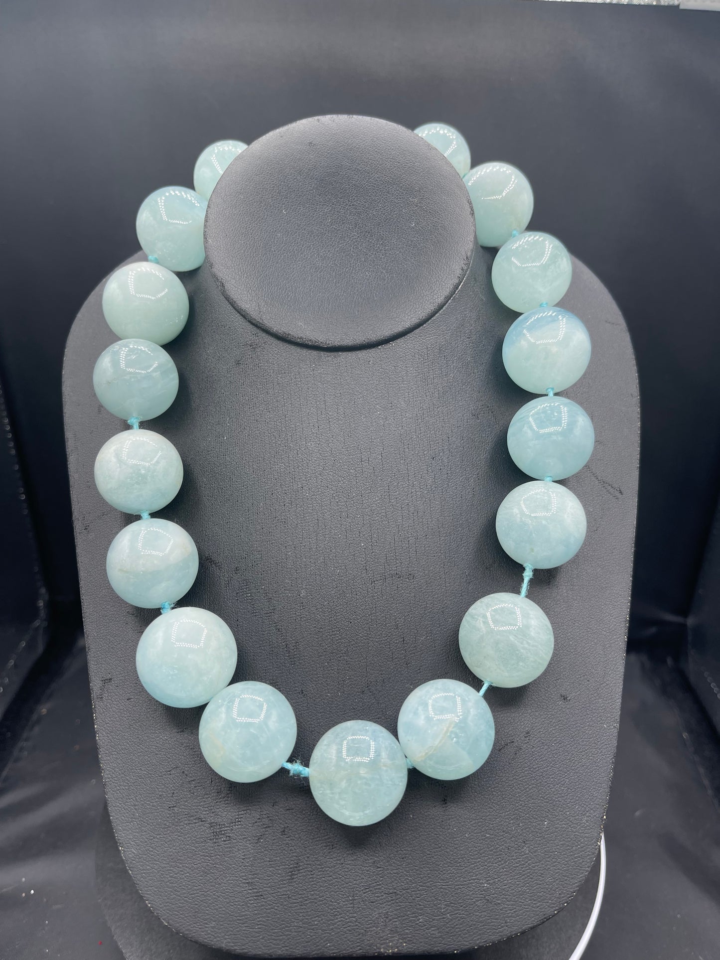 1500 Carat Natural Aquamarine Beaded Sterling Silver Necklace