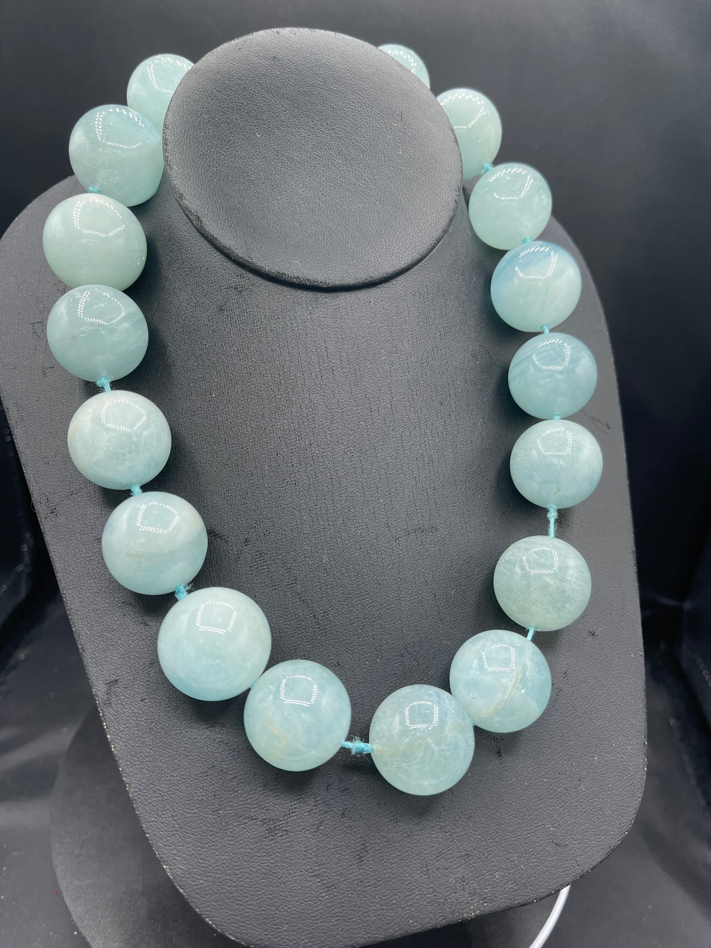 1500 Carat Natural Aquamarine Beaded Sterling Silver Necklace