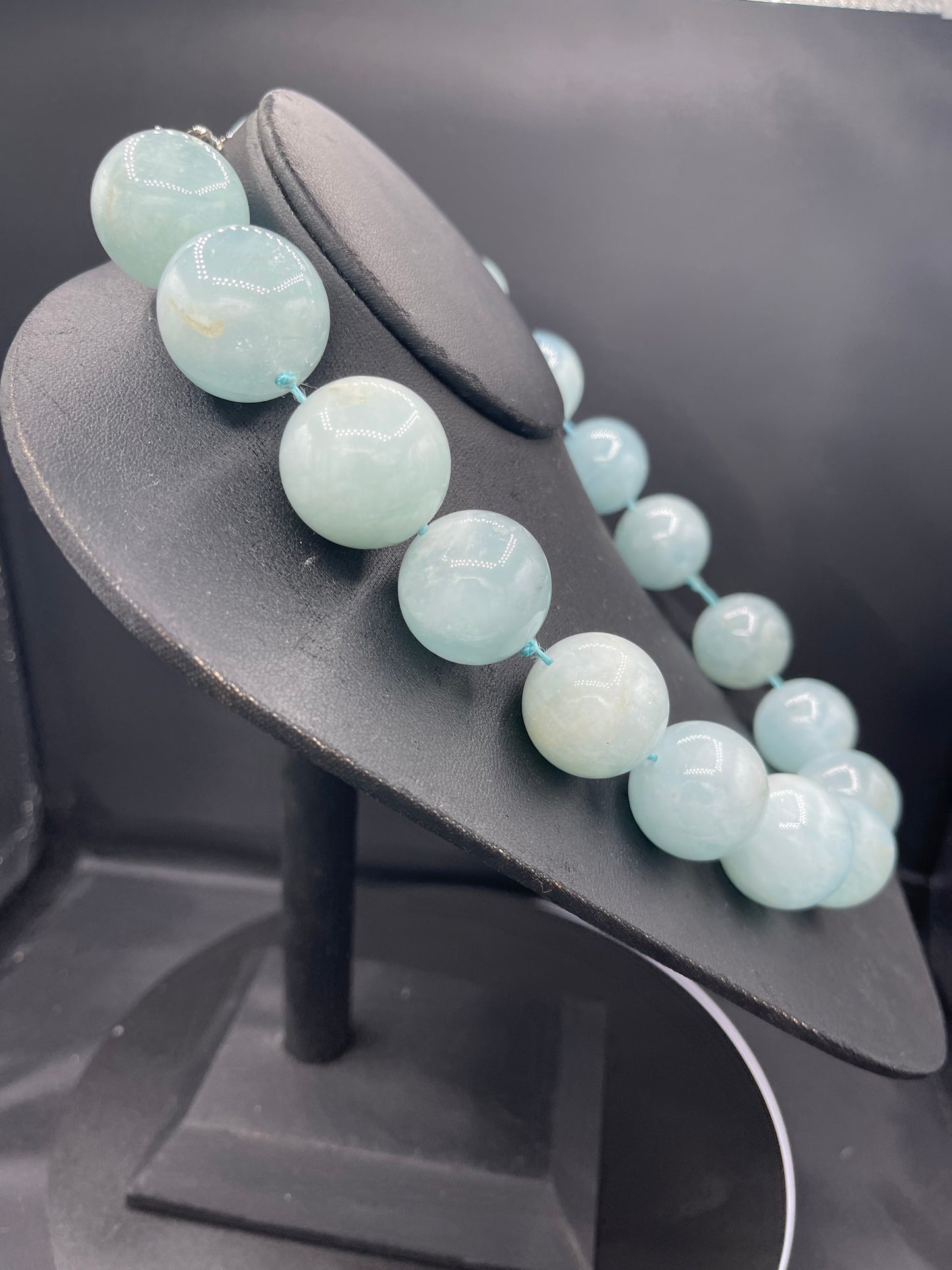 1500 Carat Natural Aquamarine Beaded Sterling Silver Necklace