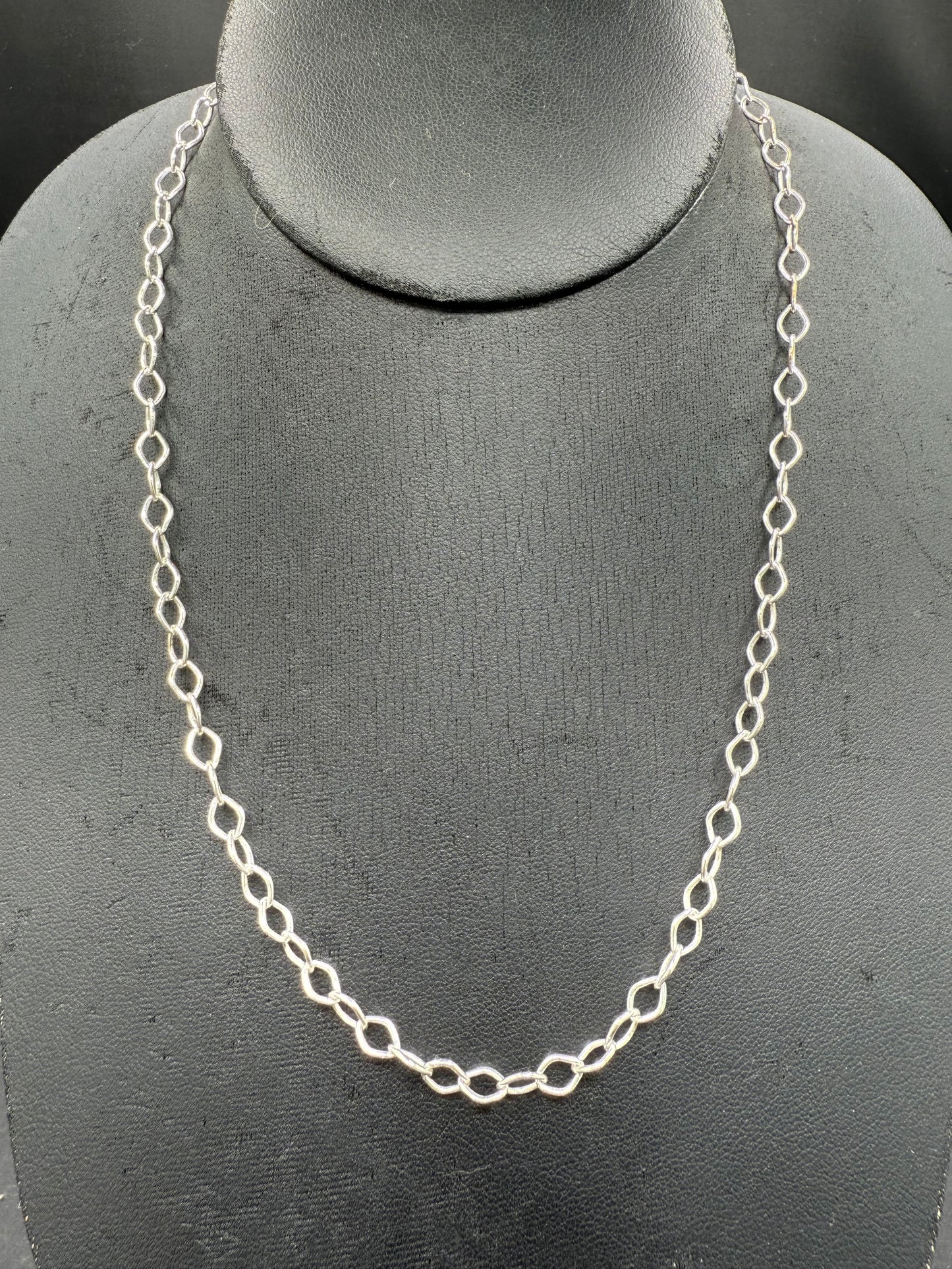 Solid Sterling Silver Marquise Link Chain – 18” | 925 Stamped | 7.4g