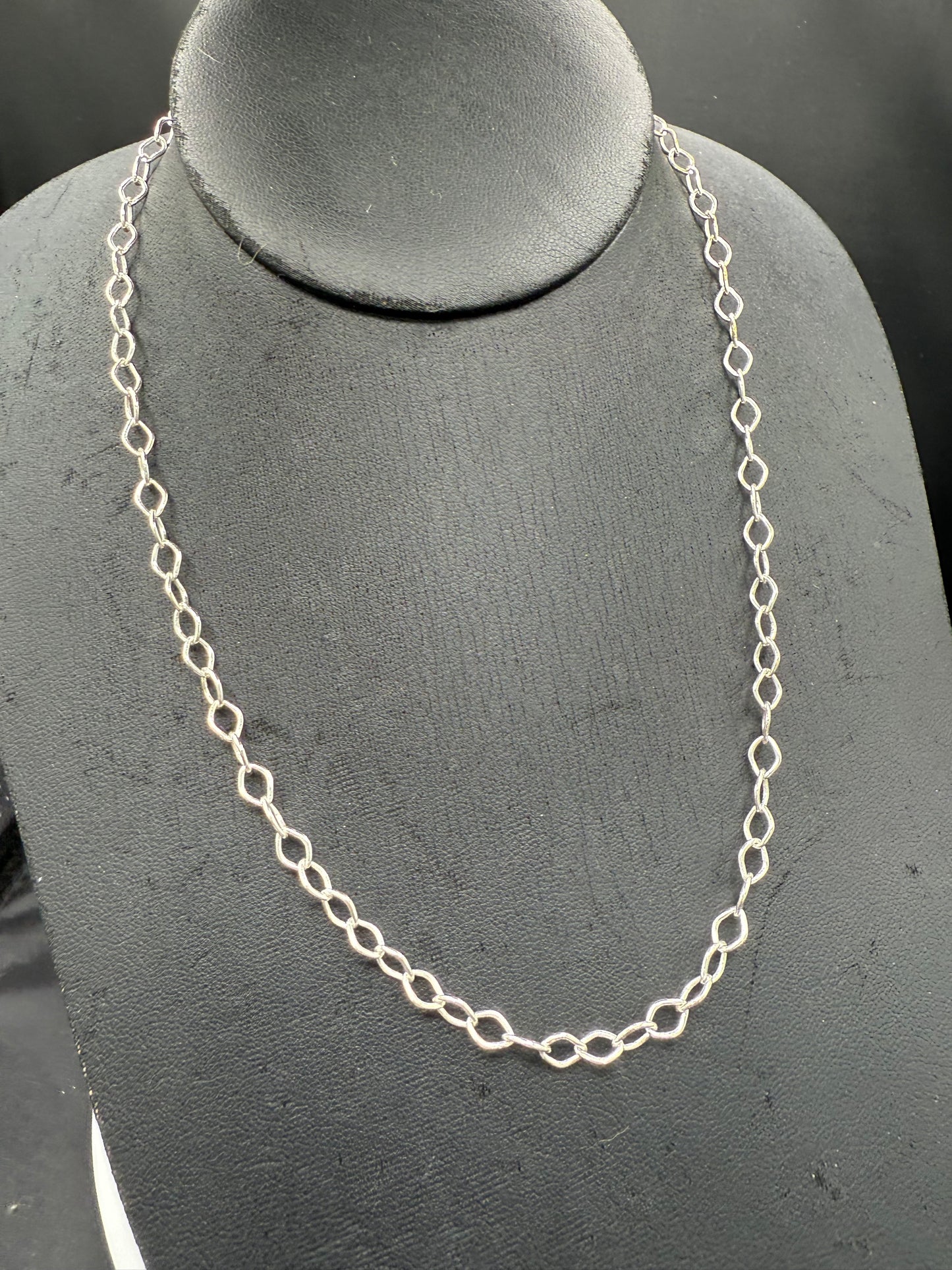 Solid Sterling Silver Marquise Link Chain – 18” | 925 Stamped | 7.4g