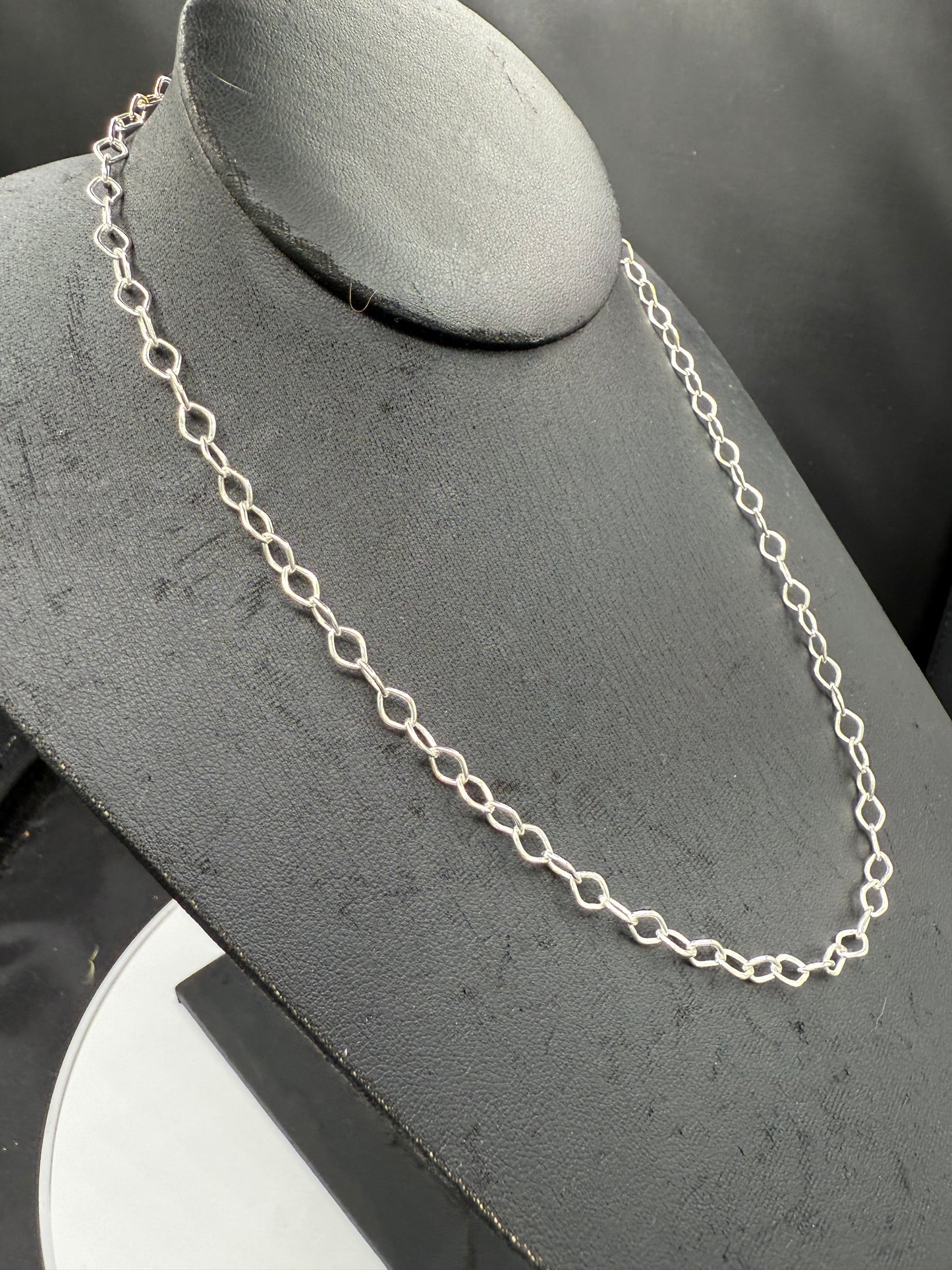 Solid Sterling Silver Marquise Link Chain – 18” | 925 Stamped | 7.4g