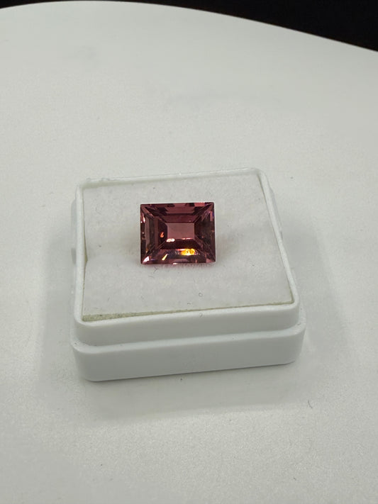3.79 Carat Natural Rubellite Tourmaline Emerald Cut Loose Gemstone (9.7 x 7.8 MM)