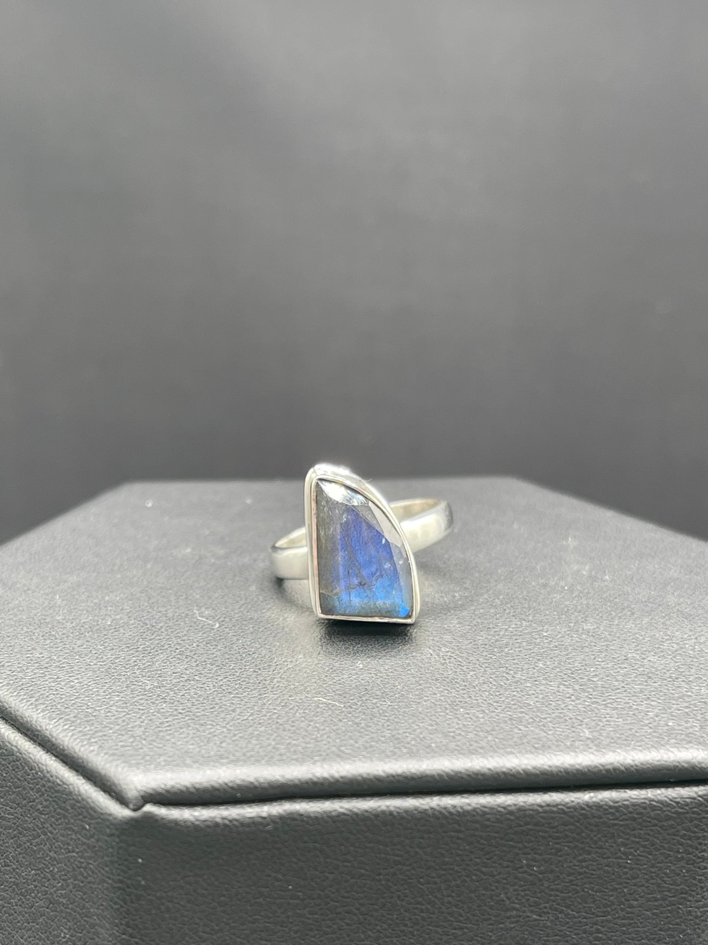 Natural Labradorite Fancy Cut Sterling Silver Ring (Size 8)