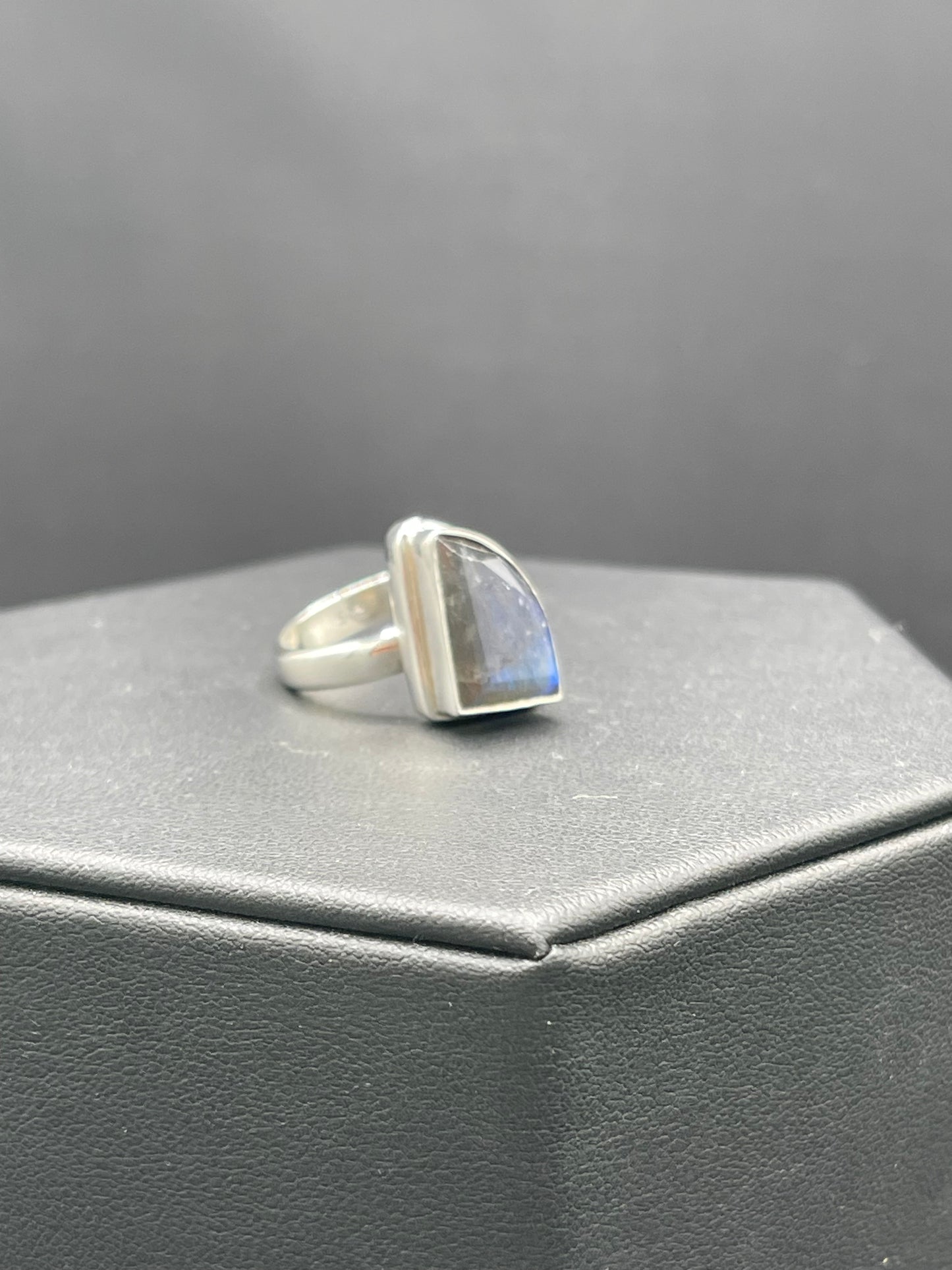 Natural Labradorite Fancy Cut Sterling Silver Ring (Size 8)